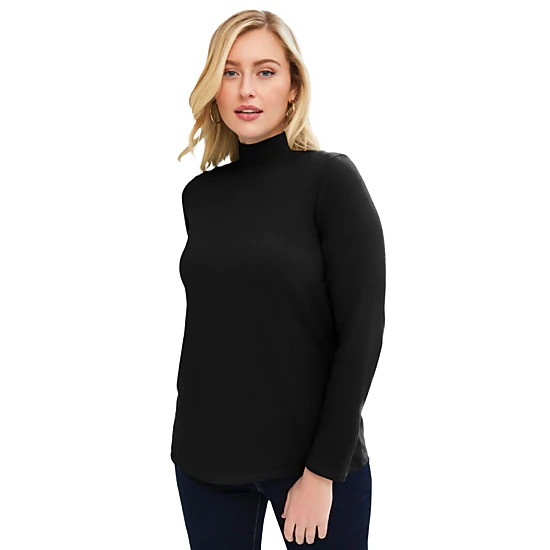 Jessica London Women's Plus Size Long Sleeve Mockneck Tee