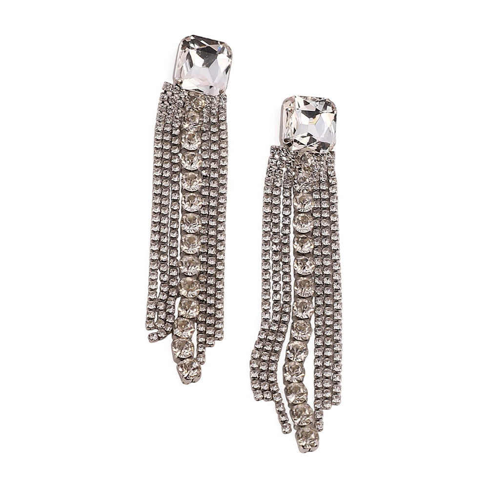 SOHI Women's The Bijou-Quad Drop Earrings - Crystal Silver