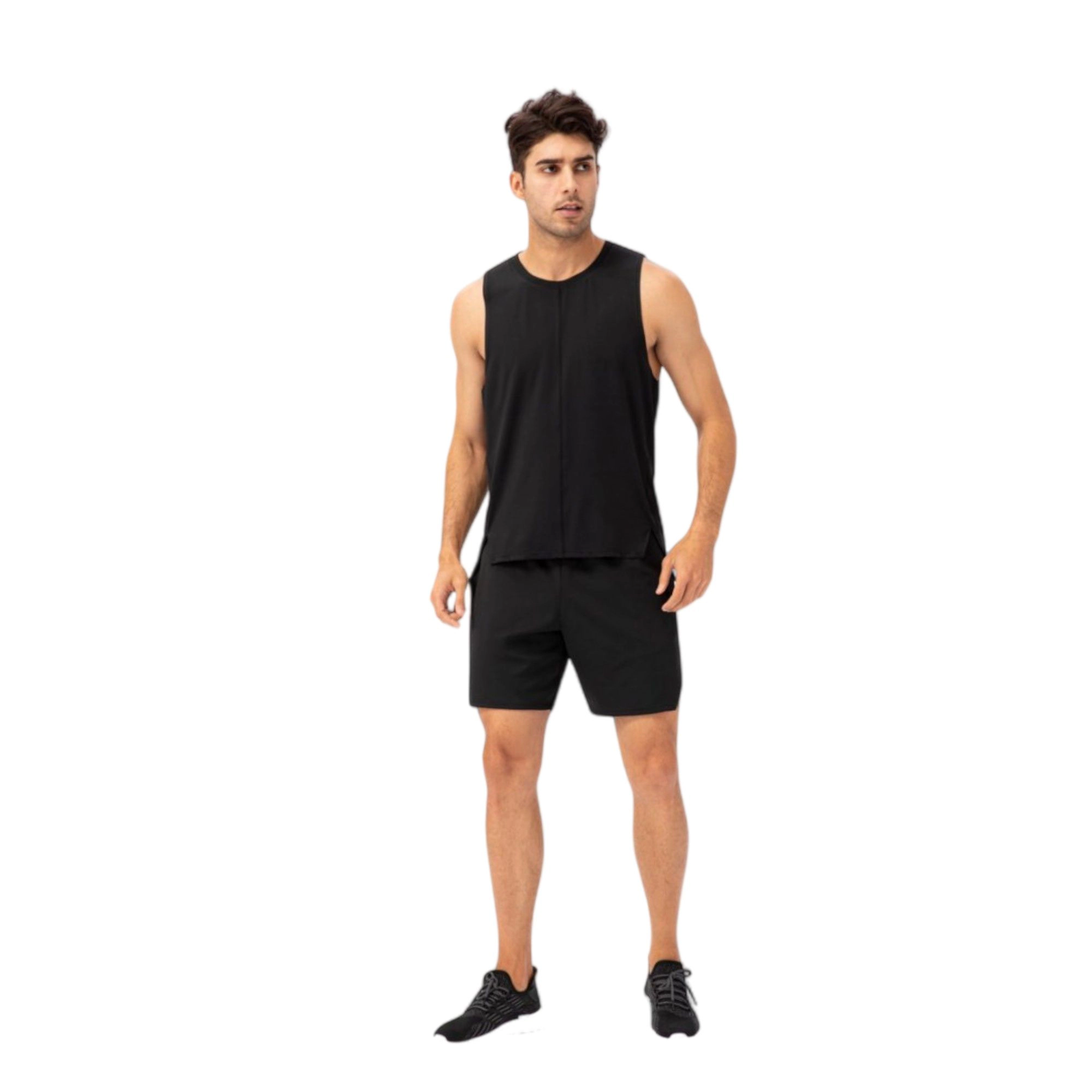 Anna-Kaci Men's Sleeveless Performance Tank Top with Side Slits and Breathable Quick-Dry Fabric