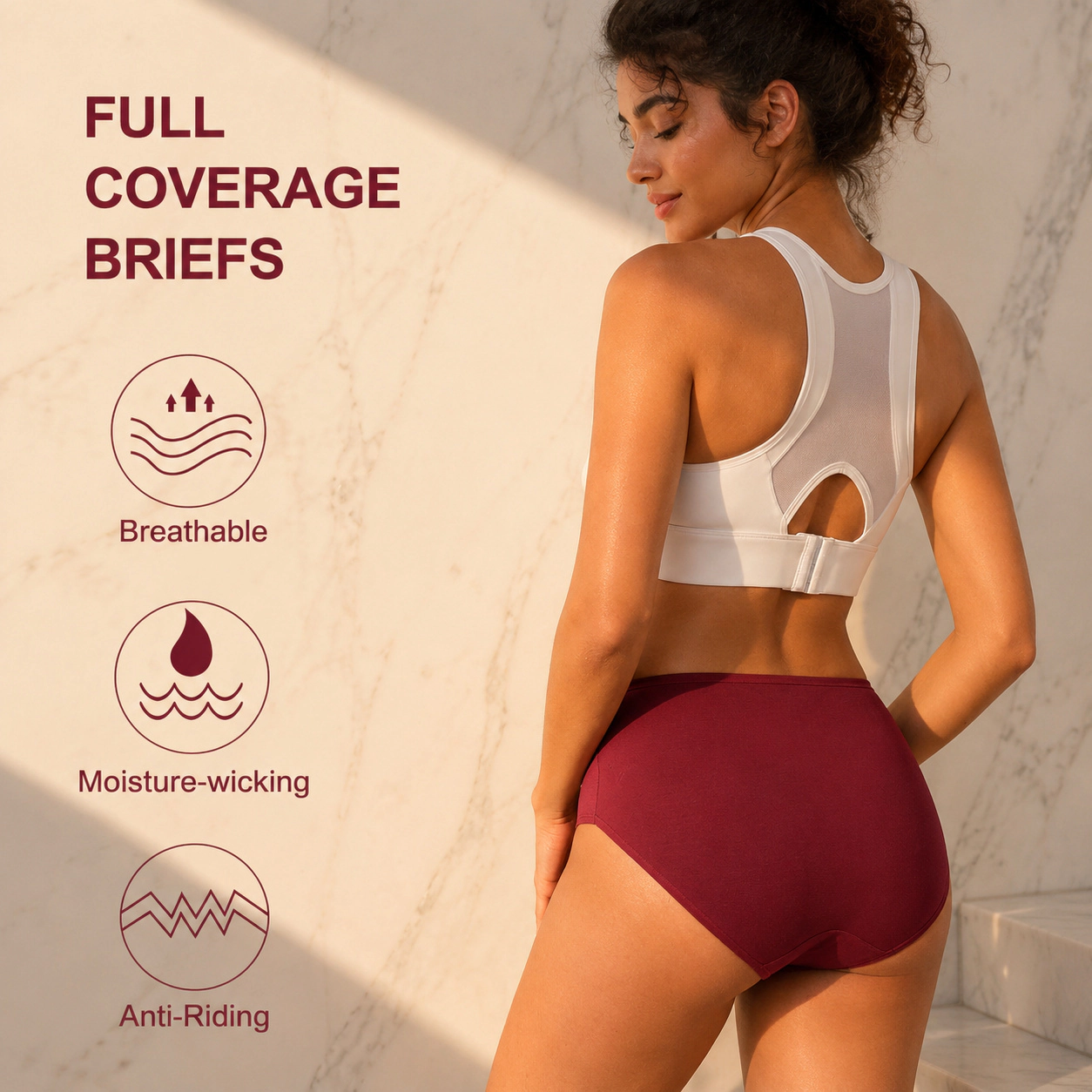 WZK Womens 5-Pack High Waisted Soft Cotton Underwear