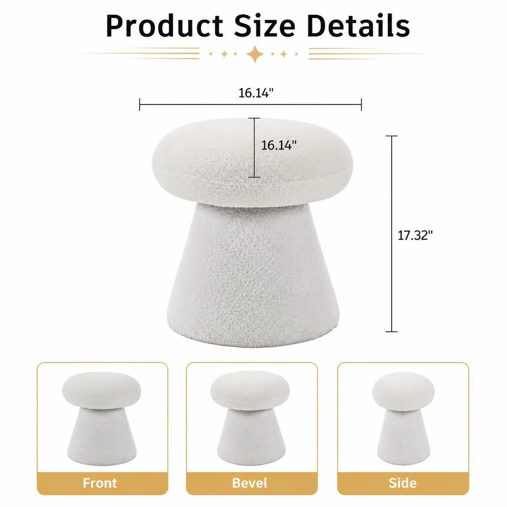GOODSILO Soft Teddy Upholstered Ottoman Versatile Foot Stool