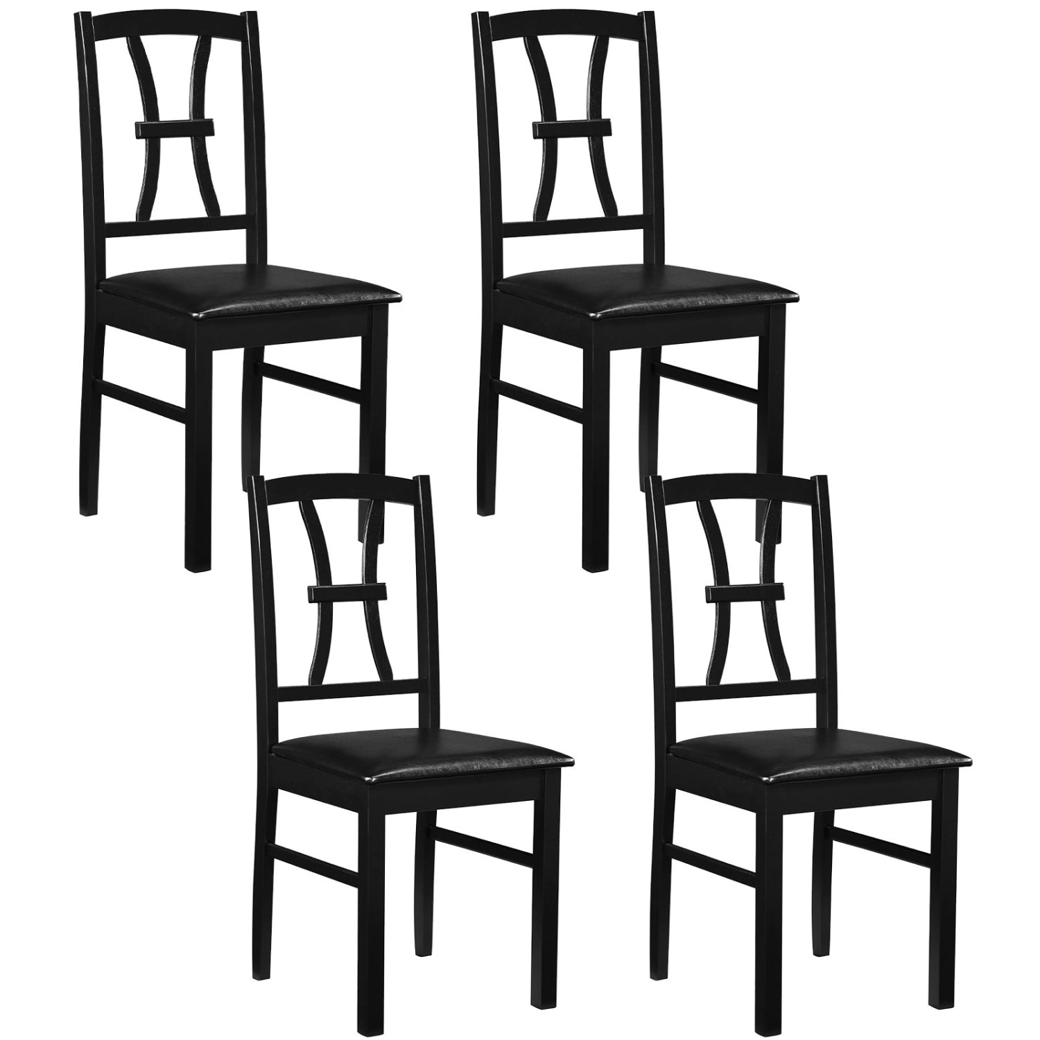 LJG Wooden Dining Chairs Set of with Faux Leather Padded Seat for Kitchen