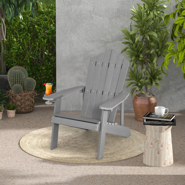 Hivvago Outdoor All-Weather HIPS Adirondack Chair with Integrated Cup Holder