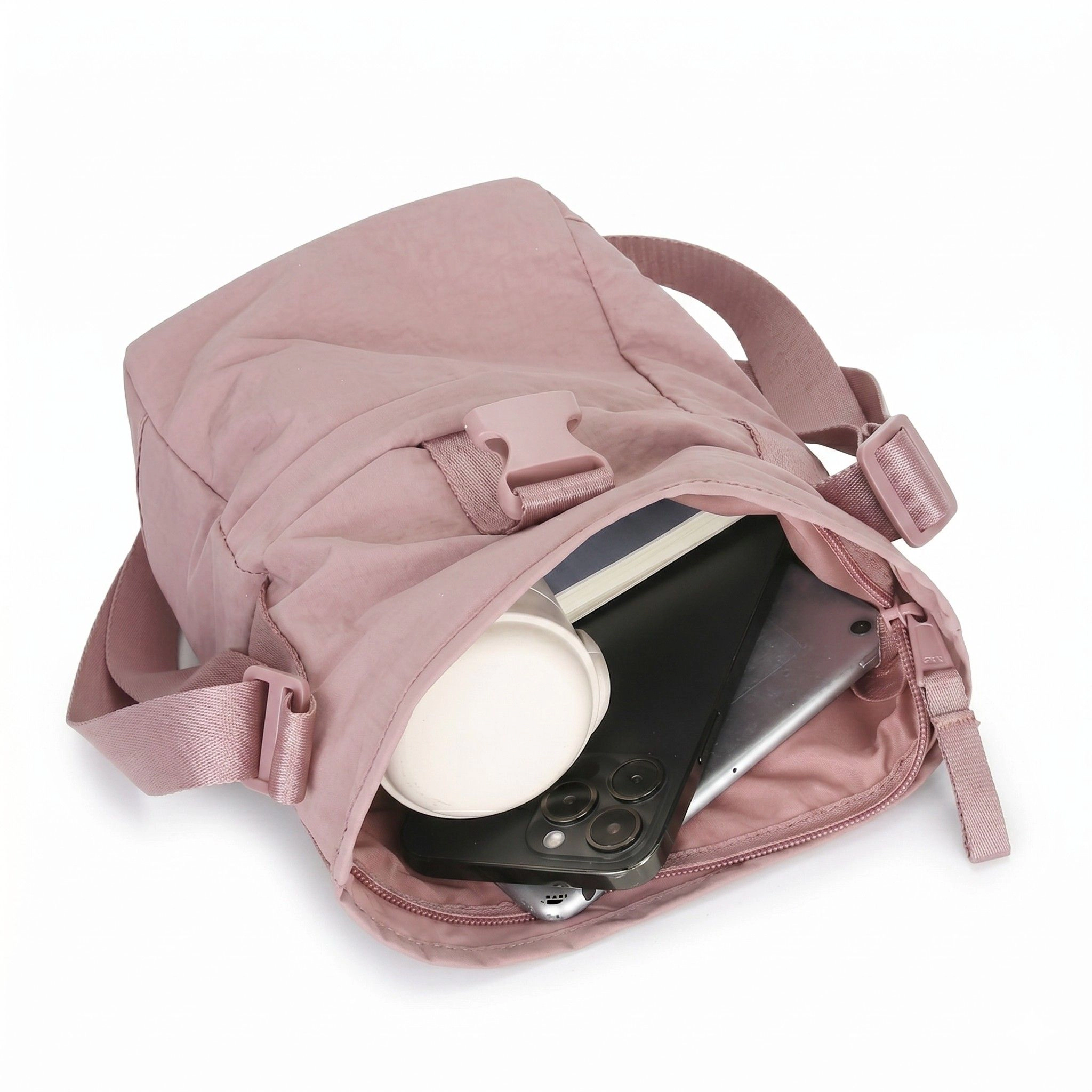 Alilang Women's Water Resistant Nylon Crossbody Bucket Bag Adjustable Strap Multi Pocket Everyday Travel