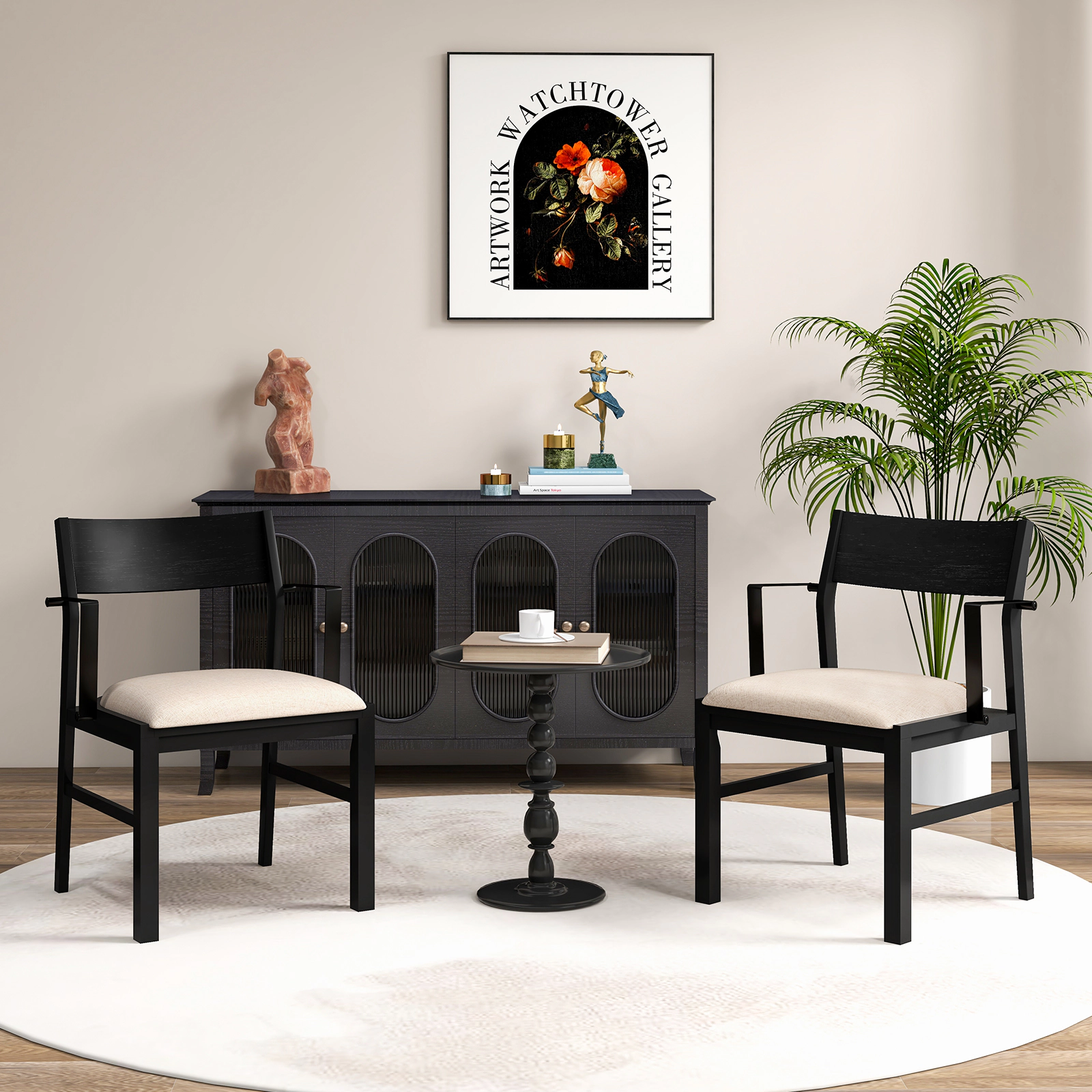 LJG Dining Chair with Contoured Backrest and Padded Seat Set of 2