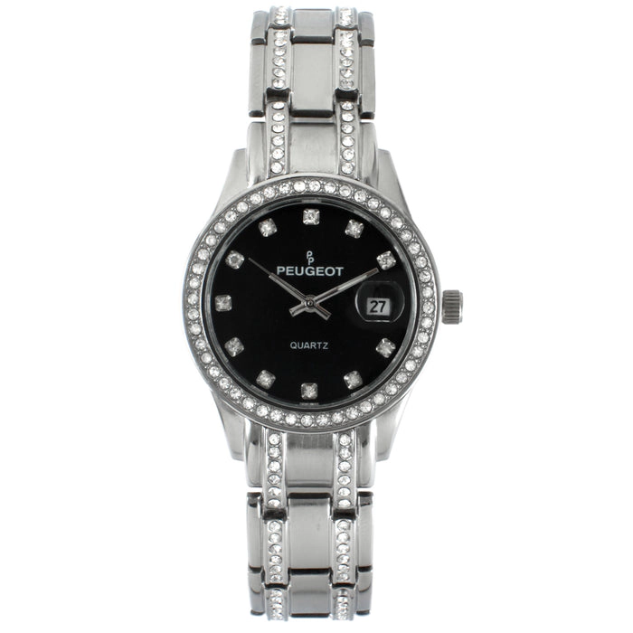 Peugeot Womens Round Silver Luxury Status Swarovski Crystal Bracelet Watch