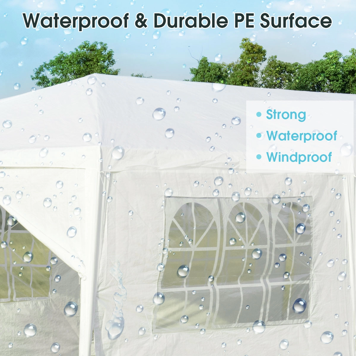 SUGIFT 10 x 30Feet Outdoor Canopy Tent with 6 Removable Sidewalls and 2 Doorways White
