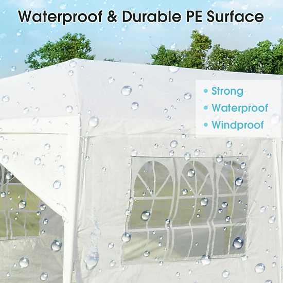 SUGIFT 10 x 30Feet Outdoor Canopy Tent with 6 Removable Sidewalls and 2 Doorways White