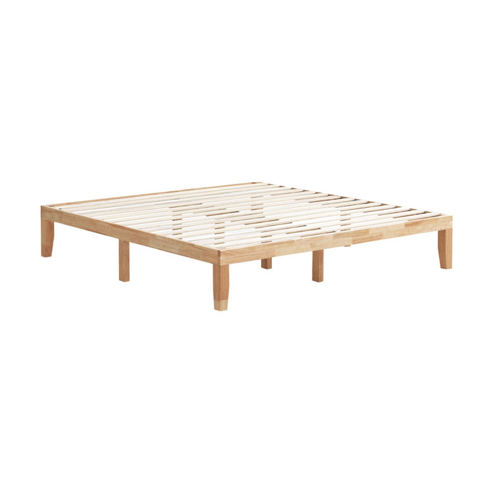 SUGIFT Slat Support 14 Inch King Rubber Wood Platform Bed Frame