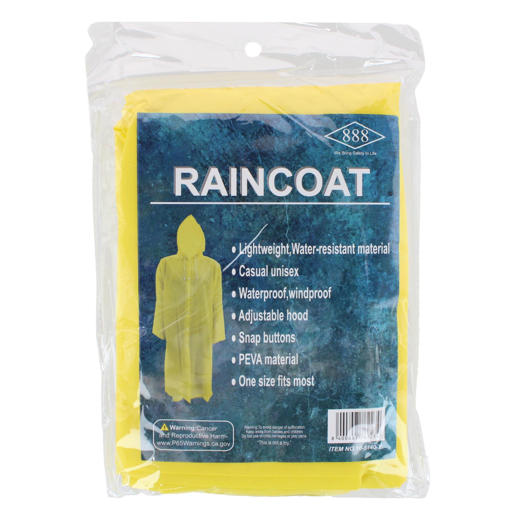 CTM Adult Yellow One Size Hooded Rain Coat Reusable PEVA by 888