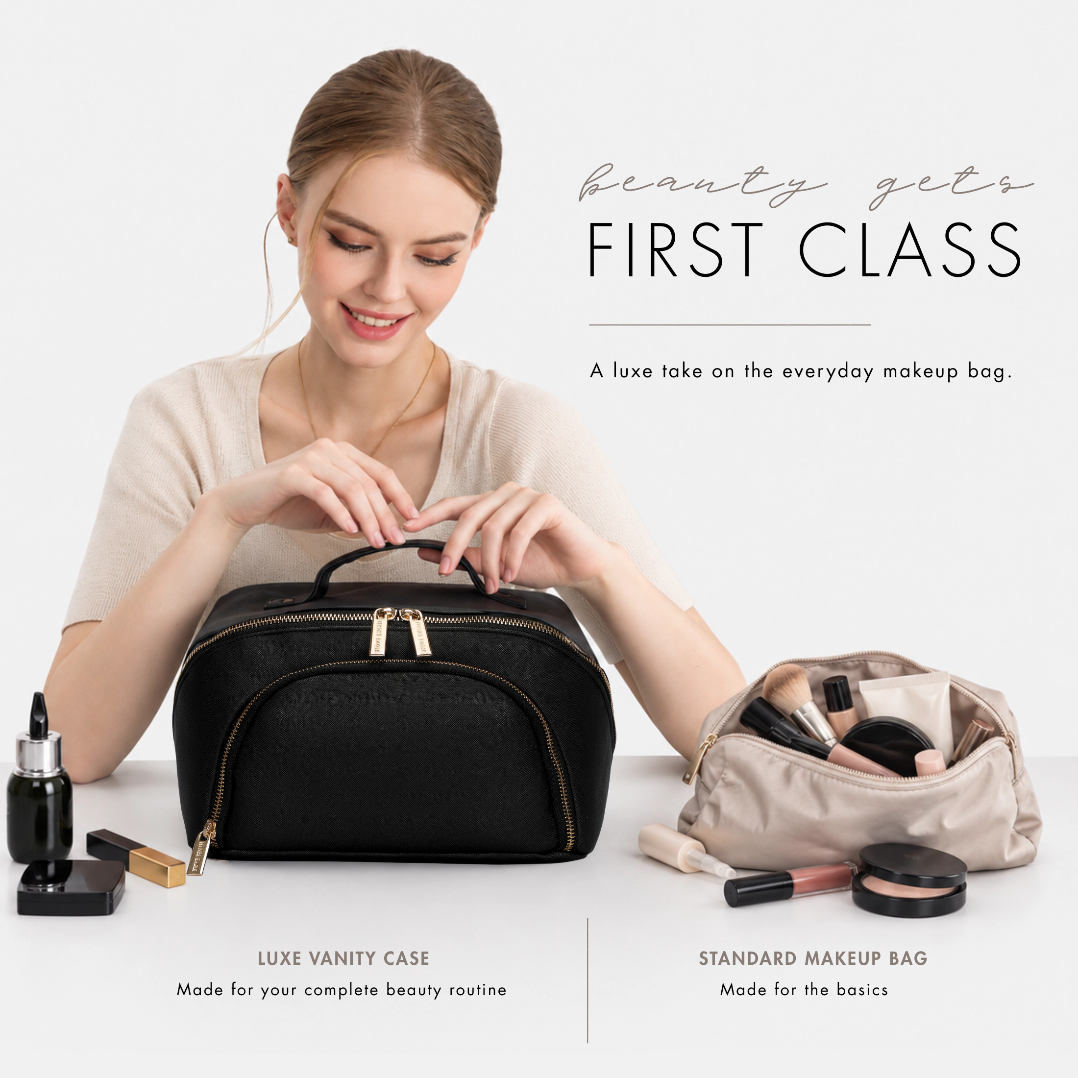 Hynes Eagle Women's Luxe Makeup Bag & Vanity Case
