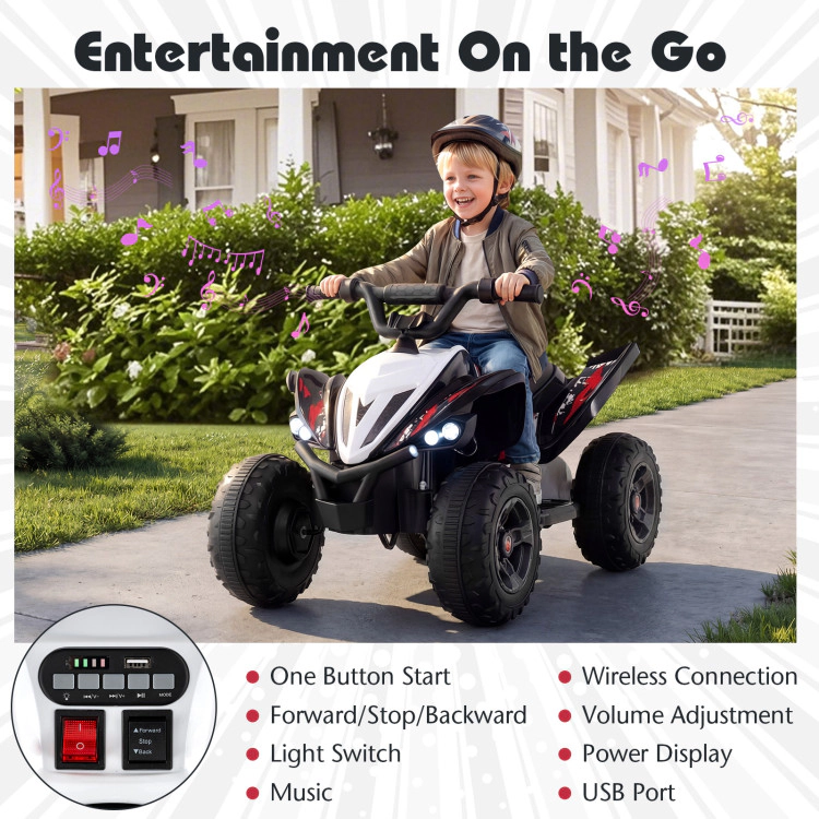 Hivvago 12V Kids Ride On ATV 4-Wheeler Quad with LED Lights and 7 mph Max Speed