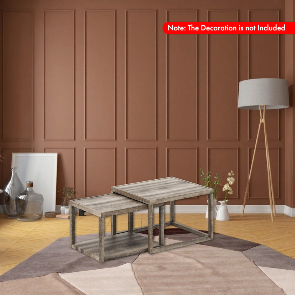 Hivvago Modern Living Room Nesting Tables with Space-Saving Rectangular Shape -  Set of 2