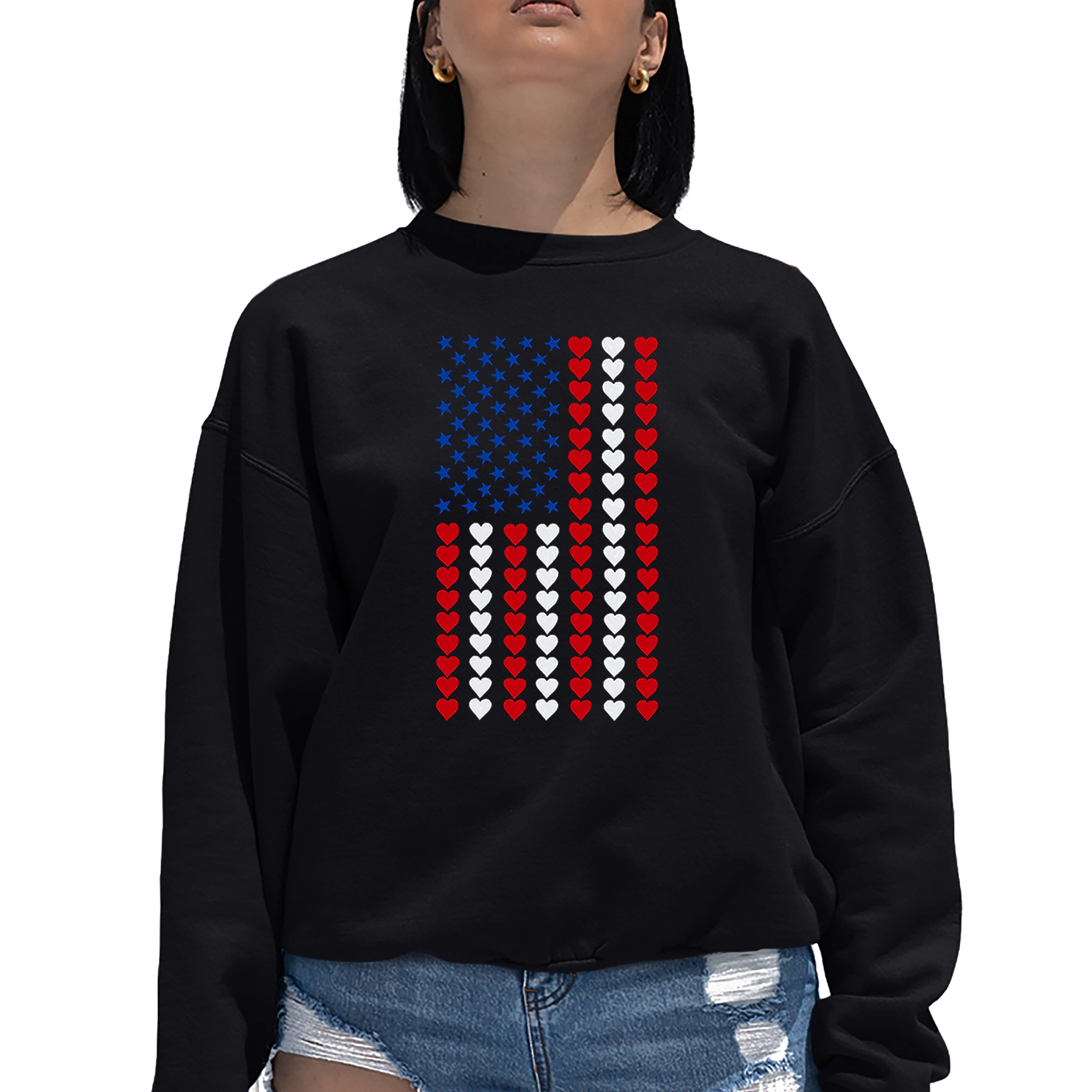 LA Pop Art Heart Flag - Women's Word Crewneck Sweatshirt