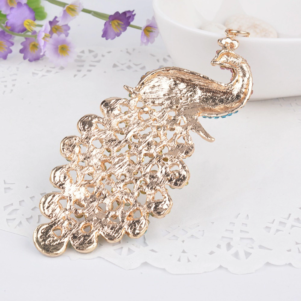 Wardrobe Whimsy Peacock Keychain with Rhinestone for Bags or Purse