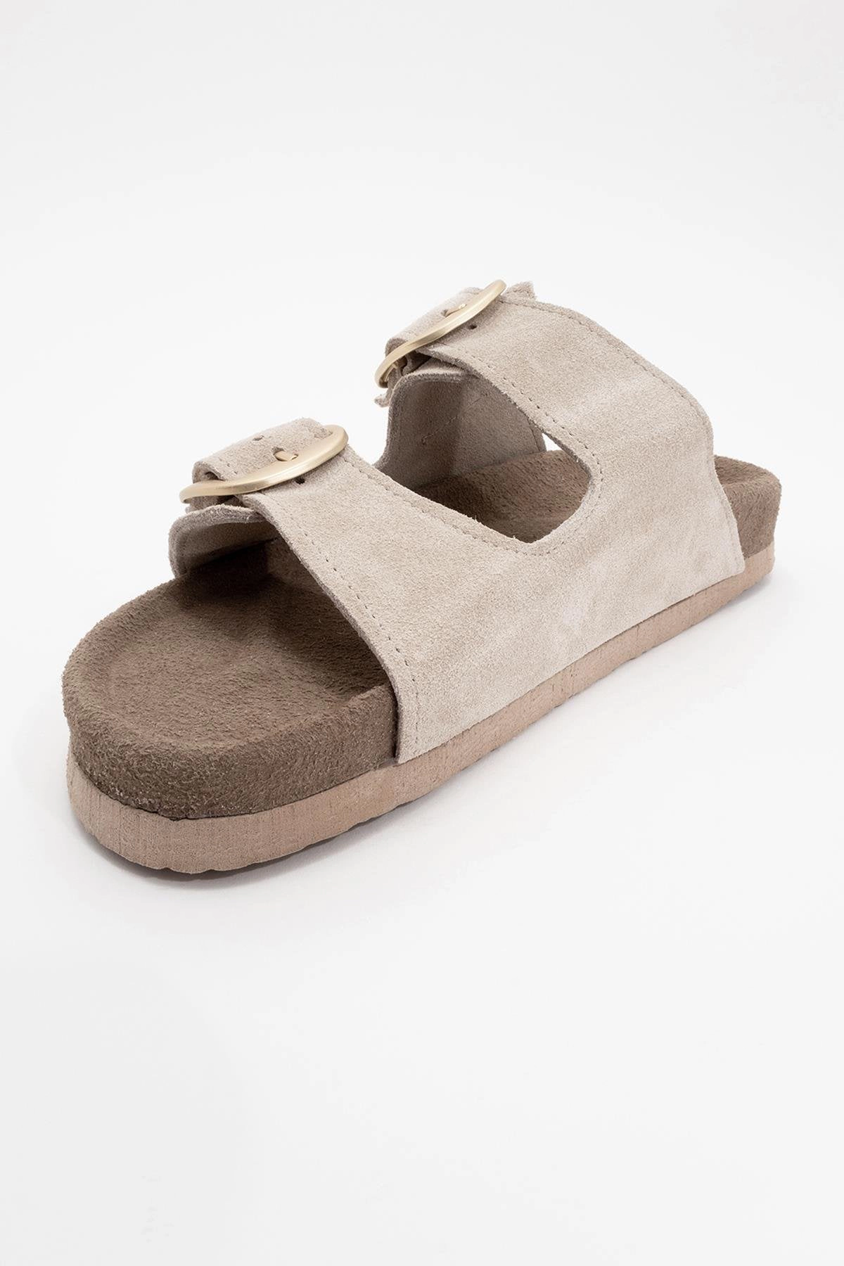 Forever & Always Womens Ovesta Soft Footbed Leather Slide Sandal