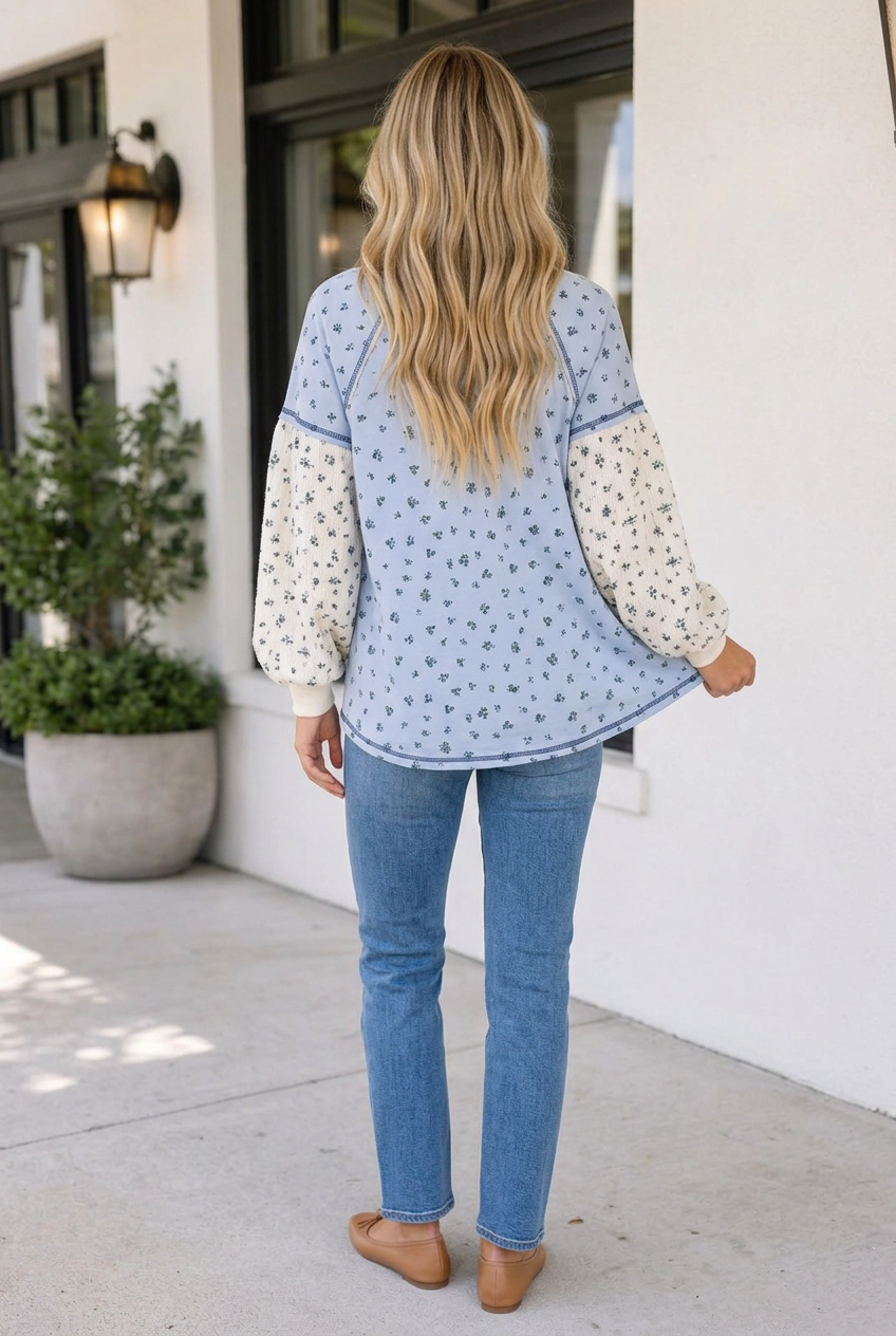 Threaded Pear Women's Nathalia Contrast Long Sleeve Tops