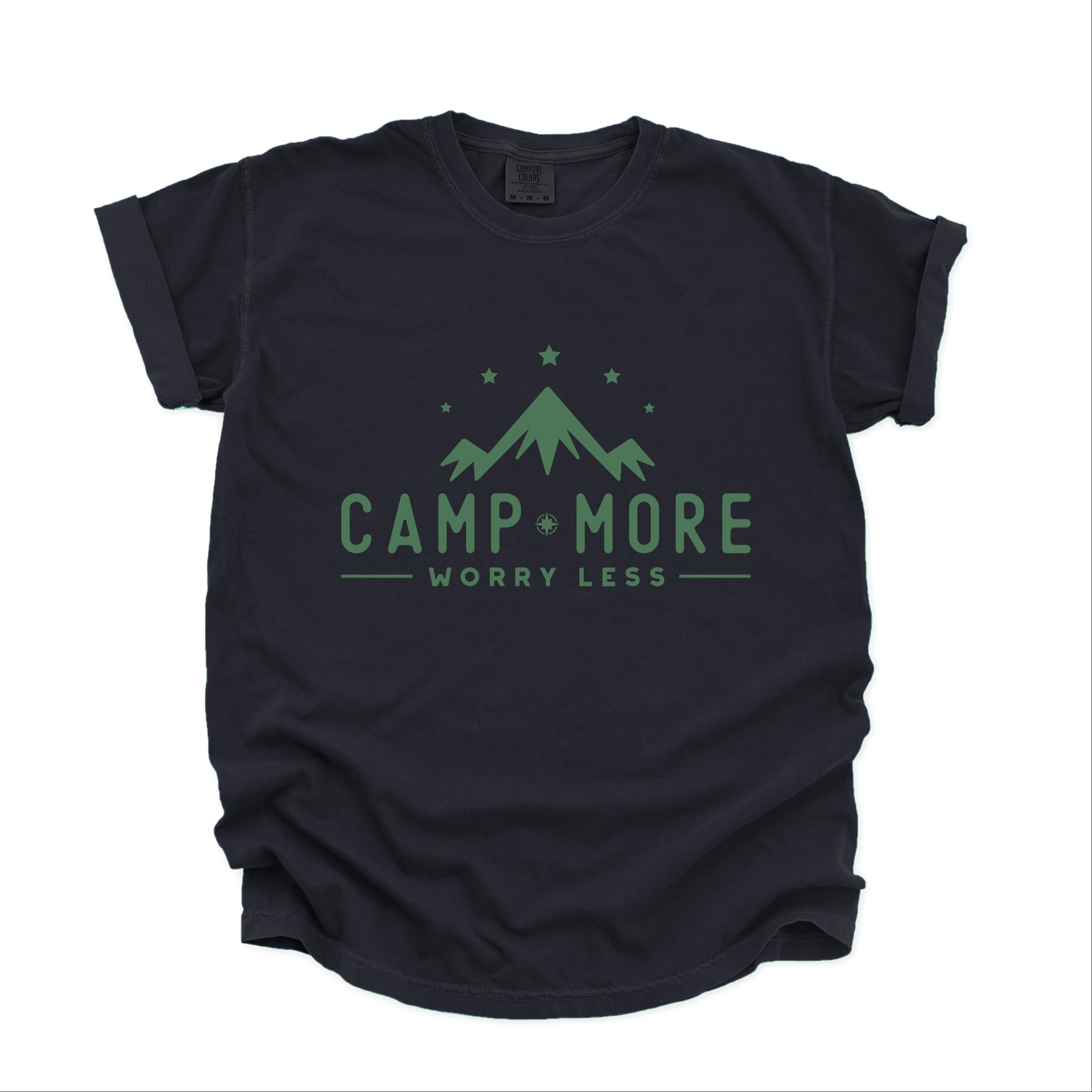 Simply Sage Market - Camp More Worry Less Mountains Men's Garment Dyed Graphic T-Shirt