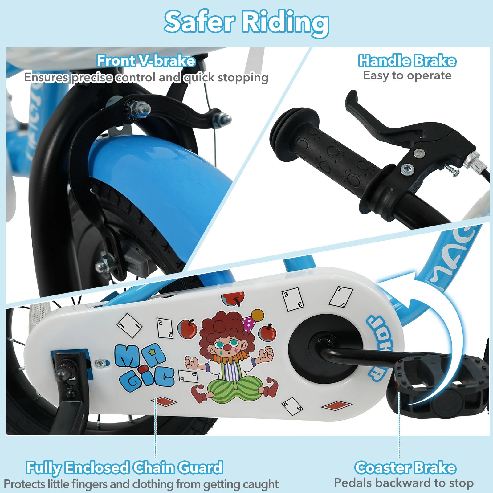 SUGIFT Adjustable 16-in Kids Bike with Training Wheels, Hand Brake and Basket 110-lb Capacity Ages 4-7 Years Navy