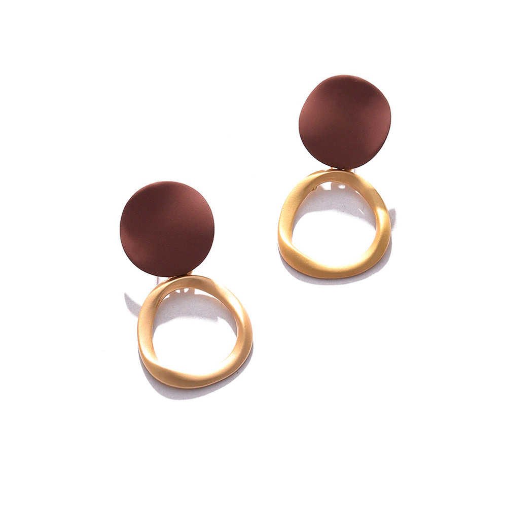 SOHI Women's Red Colourblock Circular Earrings