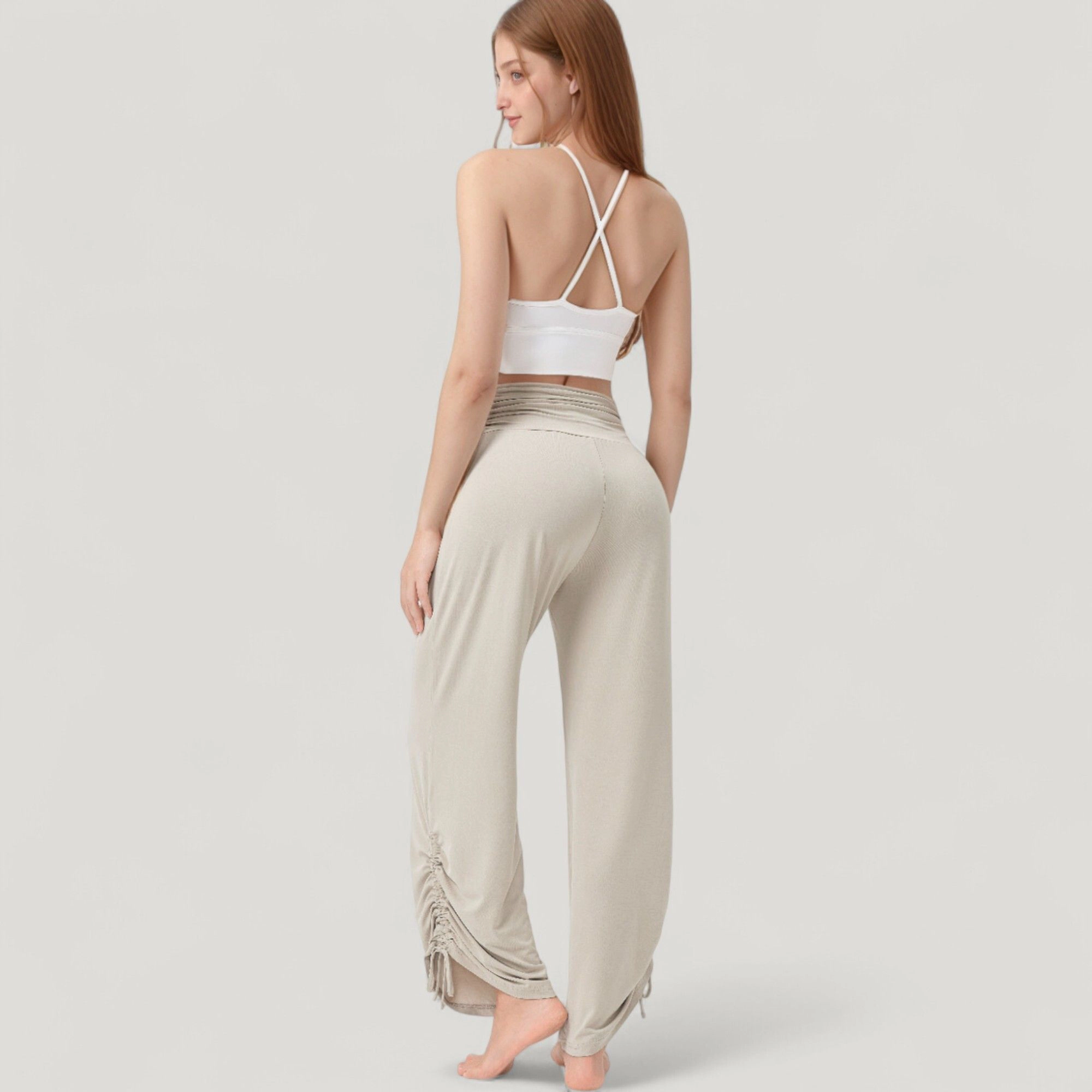 Anna-Kaci Women's Wide-Leg Lounge Pants with Foldover Waistband and Adjustable Drawstring Hem
