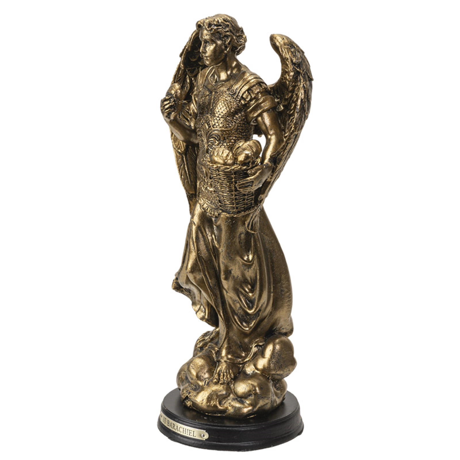 Pacific Giftware St. Barachiel Archangel Blessings from God Figurine 8 Inch Tall Wooden Base with Brass Name Plate