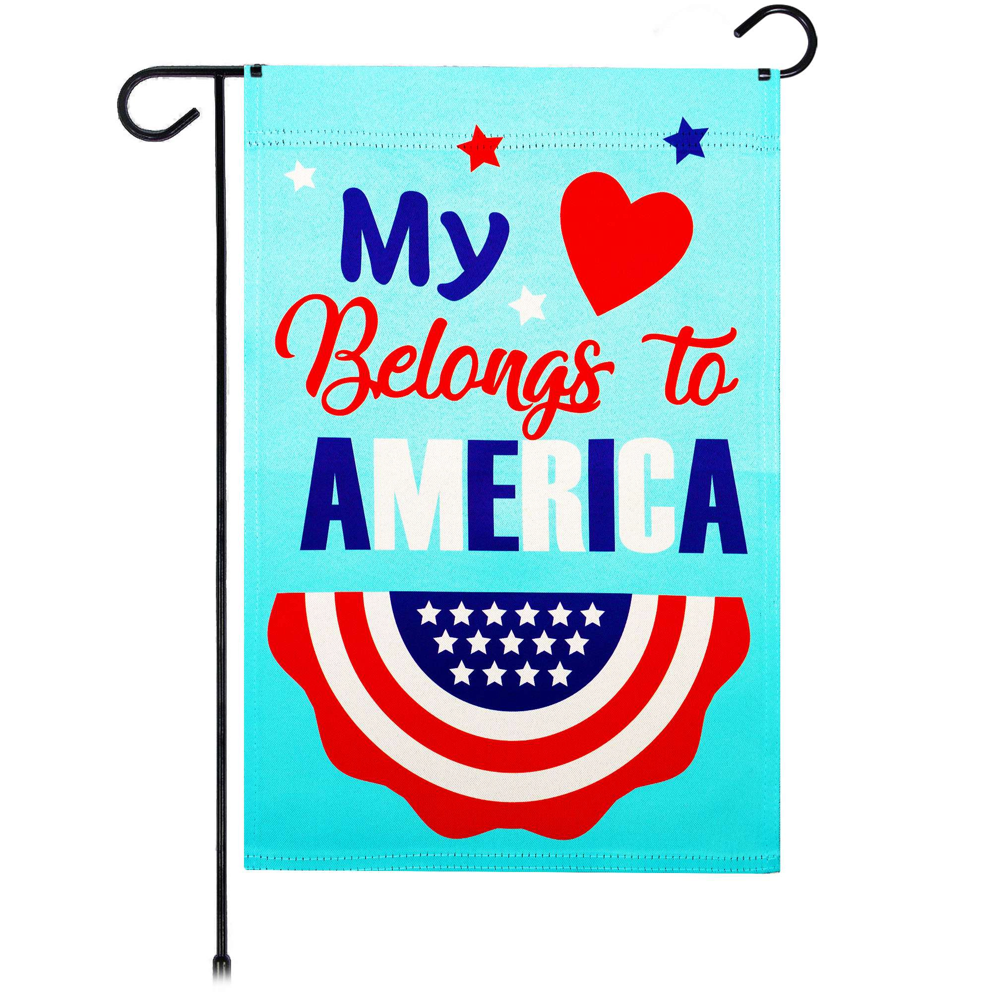 G128 Heart America Belongs 12x18 in Double-Sided Patriotic Garden Flag