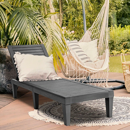 SUGIFT Set of 2 Outdoor Chaise Lounge Chairs, 5-Position Adjustable Backrest, 400 lb Capacity, Black