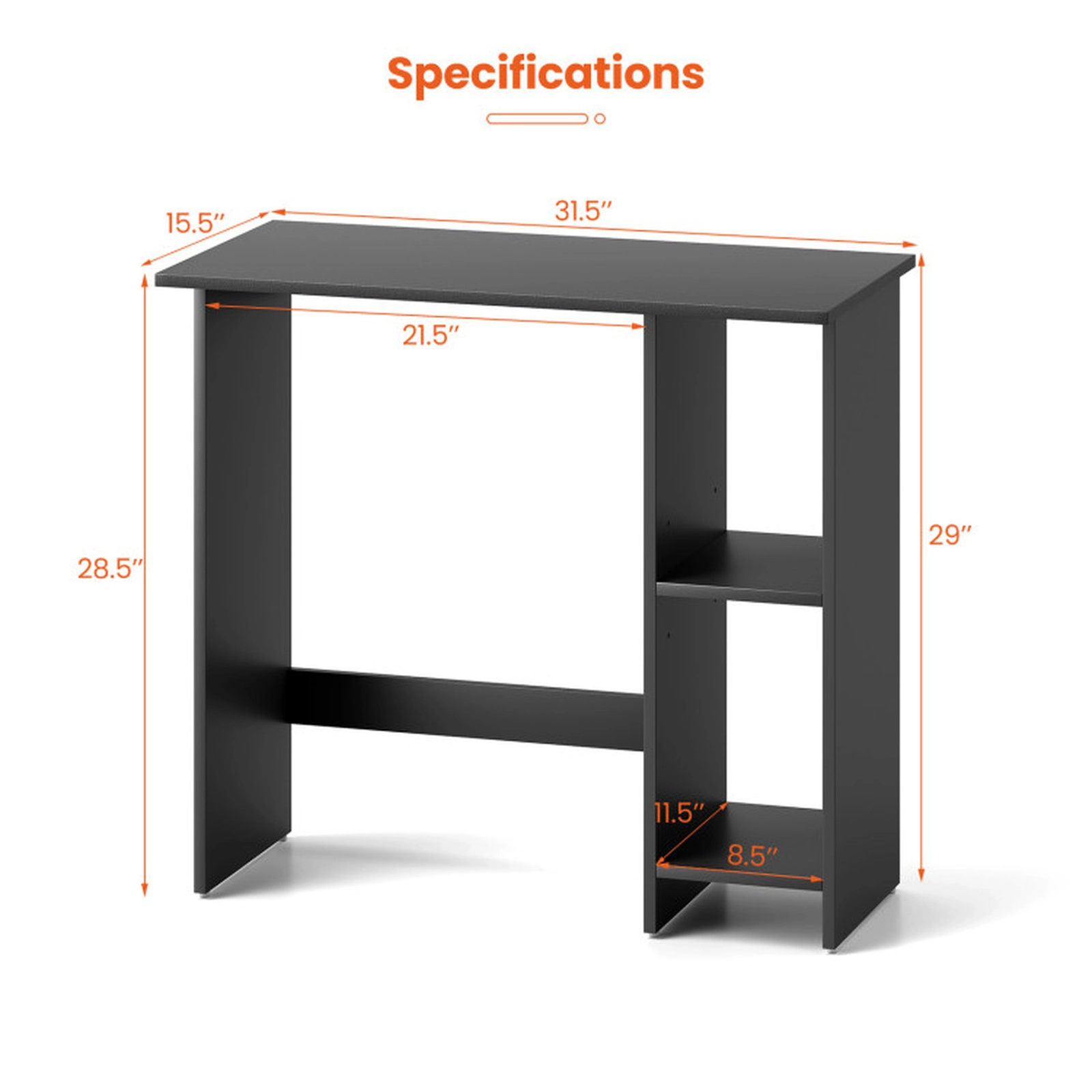 SUGIFT Space Saving Small Computer Desk with Storage and Adjustable Shelf 31.5-in Wide White