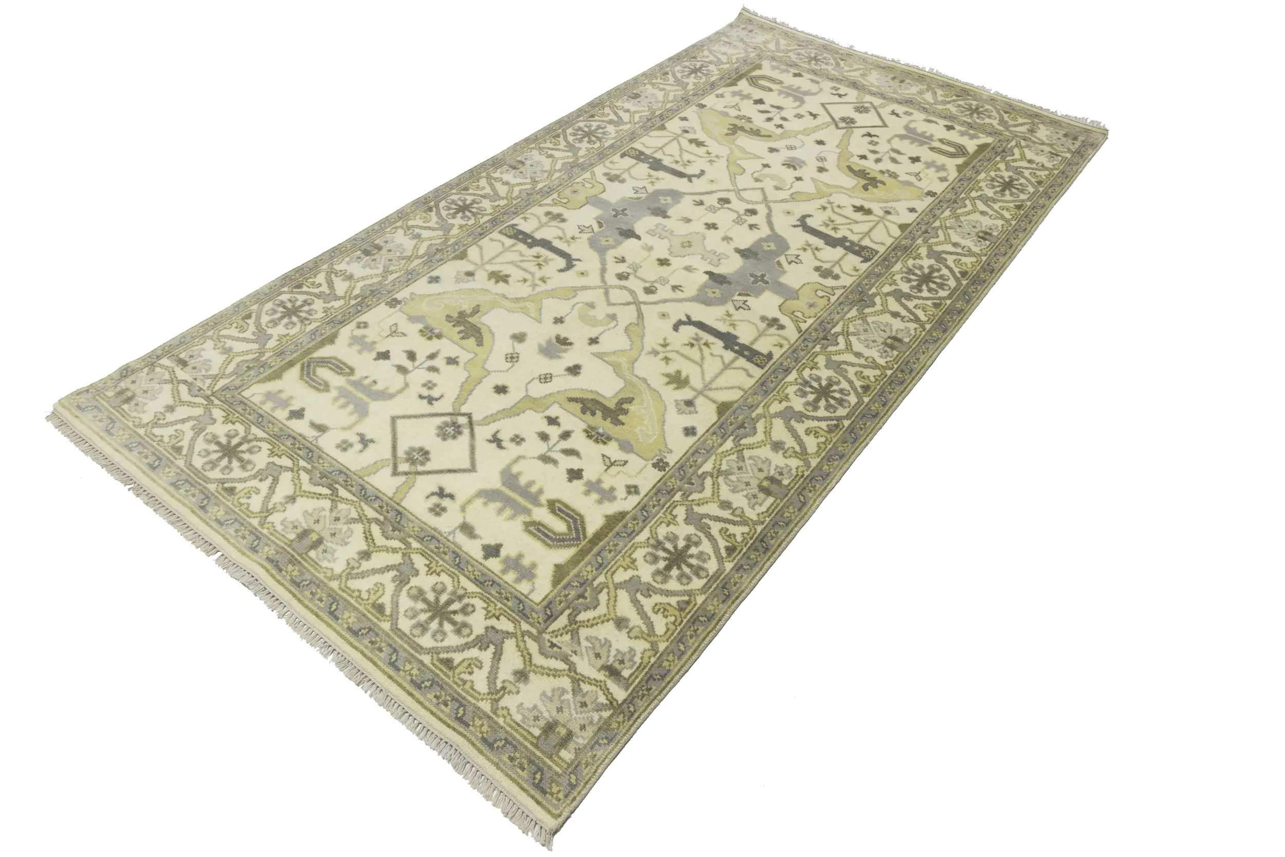 Magic Rugs Cream Floral 6X12 Oushak Oriental Runner Rug