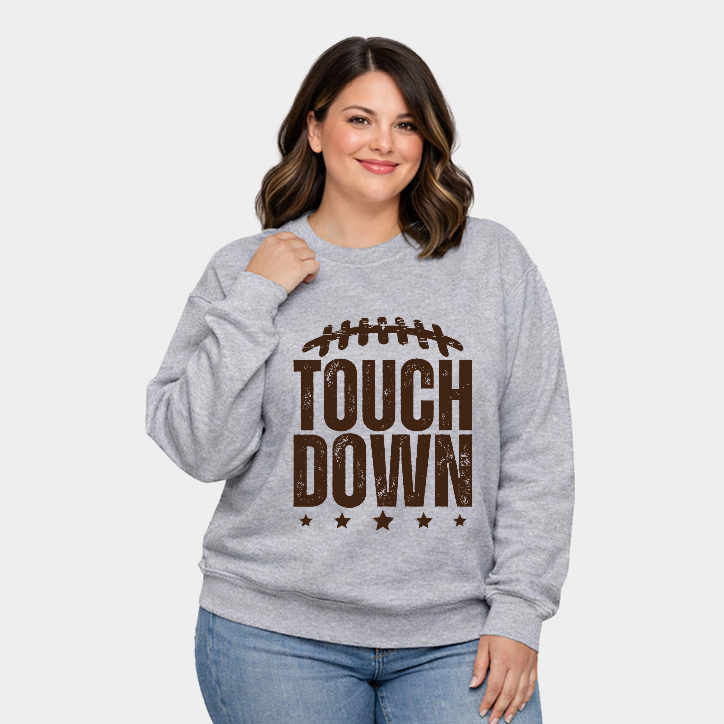 Simply Sage Market - Women's Plus Sweatshirt Touch Down Stars