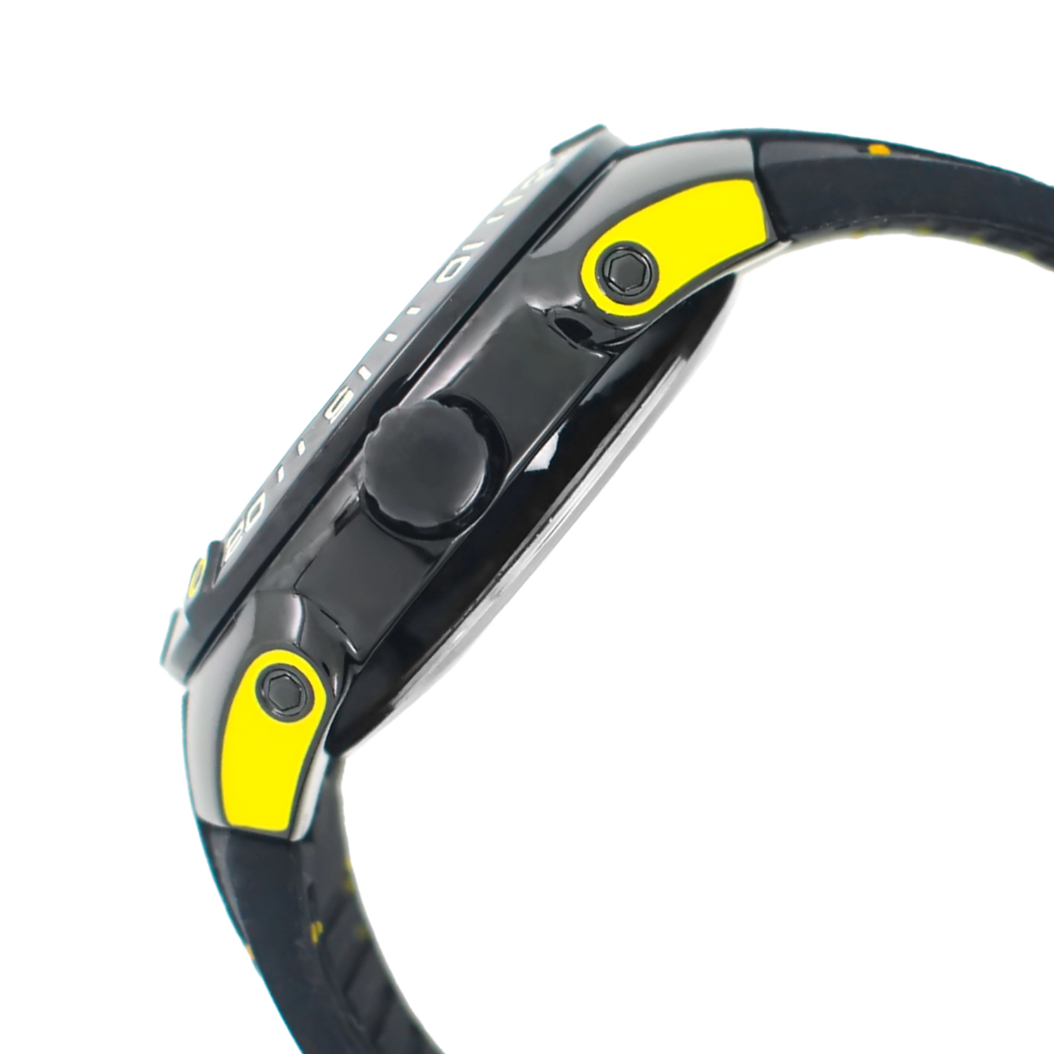 Peugeot Men's 44mm Yellow Sport Calendar Stitched Rubber Band Watch