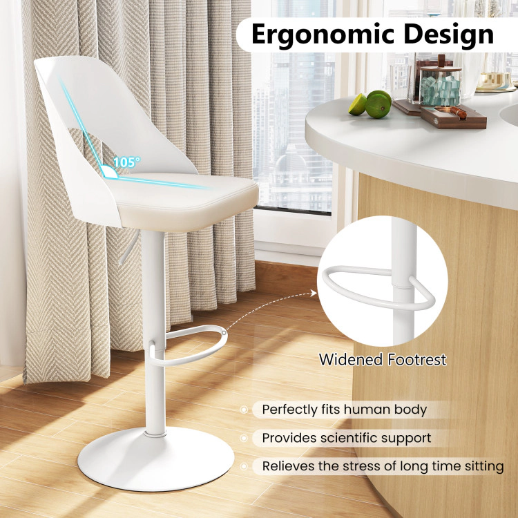 Hivvago Set of 2 PU Leather Bar Chairs with Wide Cushioned Seats and Built-In Footrests