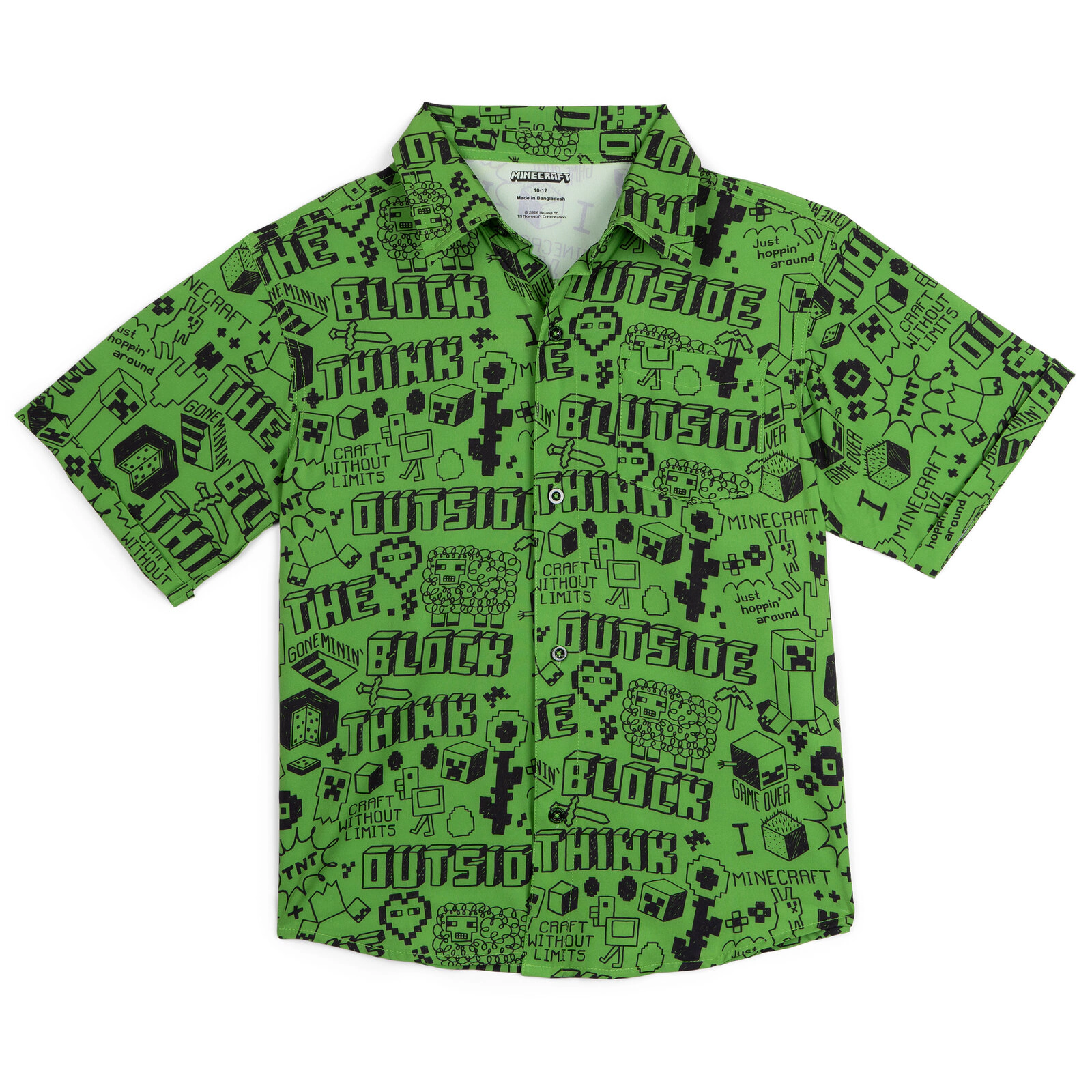 Minecraft Creeper Boys' Swimwear Camp Shirt and Swim Trunks Set