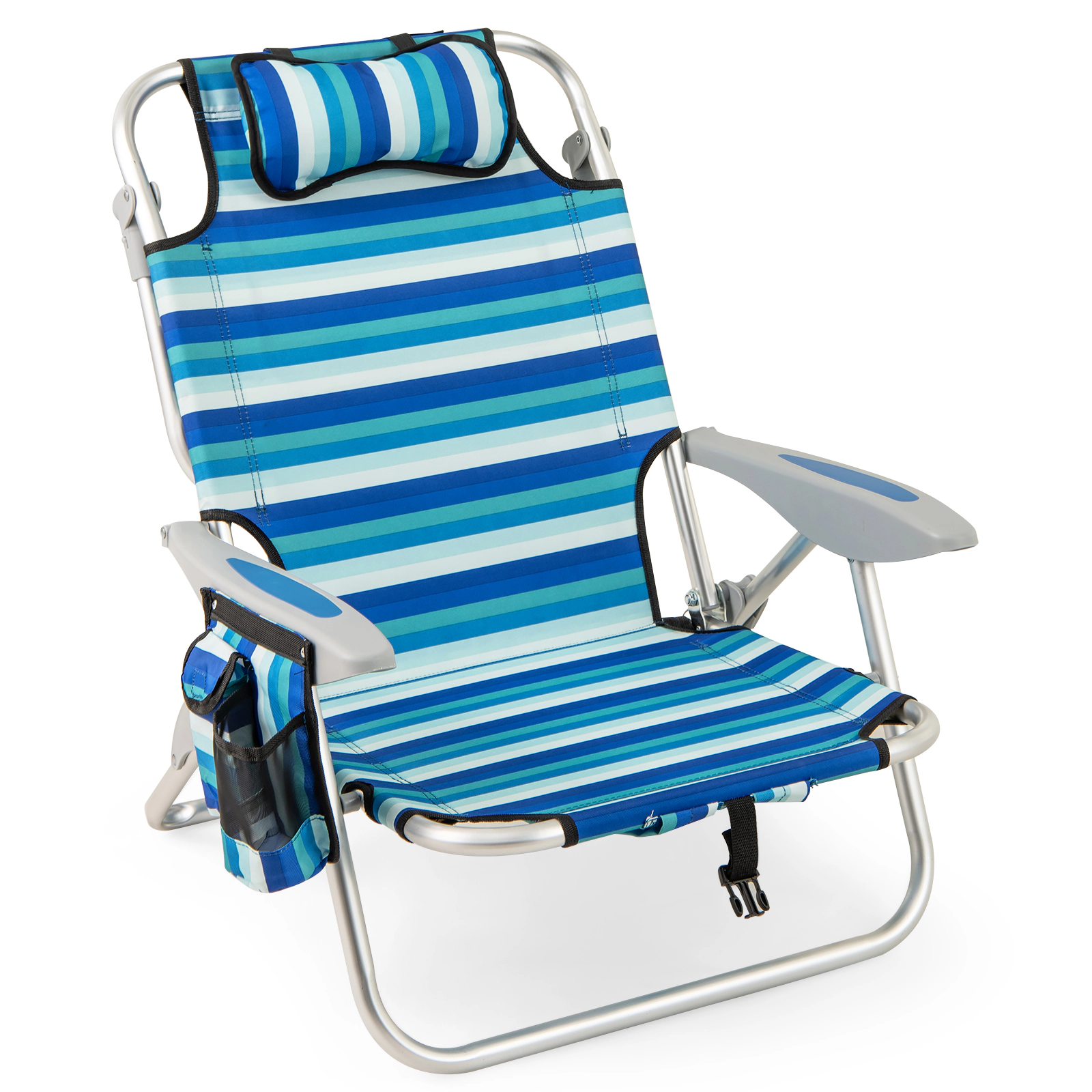 SUGIFT Set of 1 Folding Beach Chair for Adults 4-Position Adjustable Backrest 330-Lb Capacity 24.5-in Wide Seat Blue
