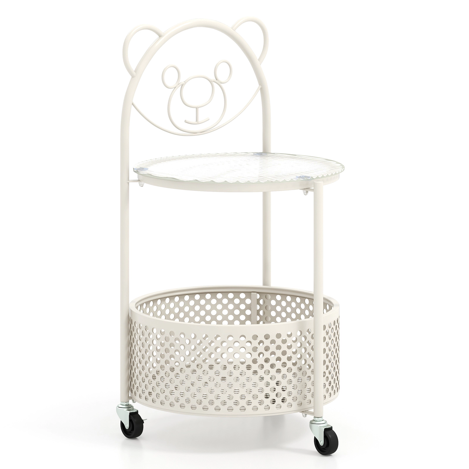 Hivvago Modern Sofa Side Table on Lockable Wheels for Living Room Bedroom Study