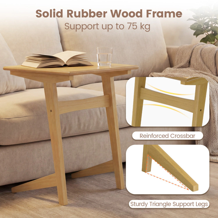 Hivvago Wood Sofa Side Table C-Shaped End Table With Wood Veneered Top