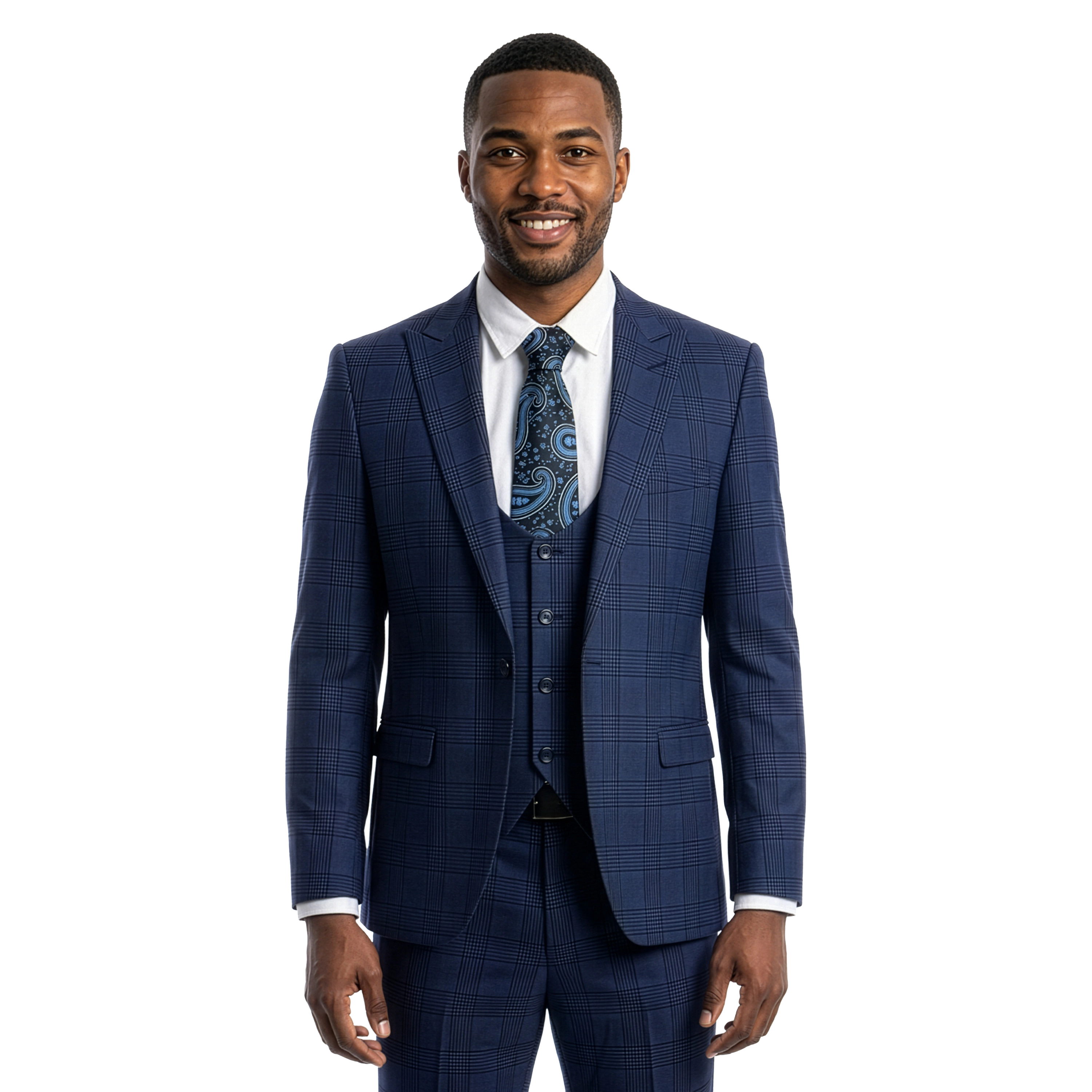 Tazzio Men's Ultra Slim Fit Window Plaid 3-Pc. Suit Set