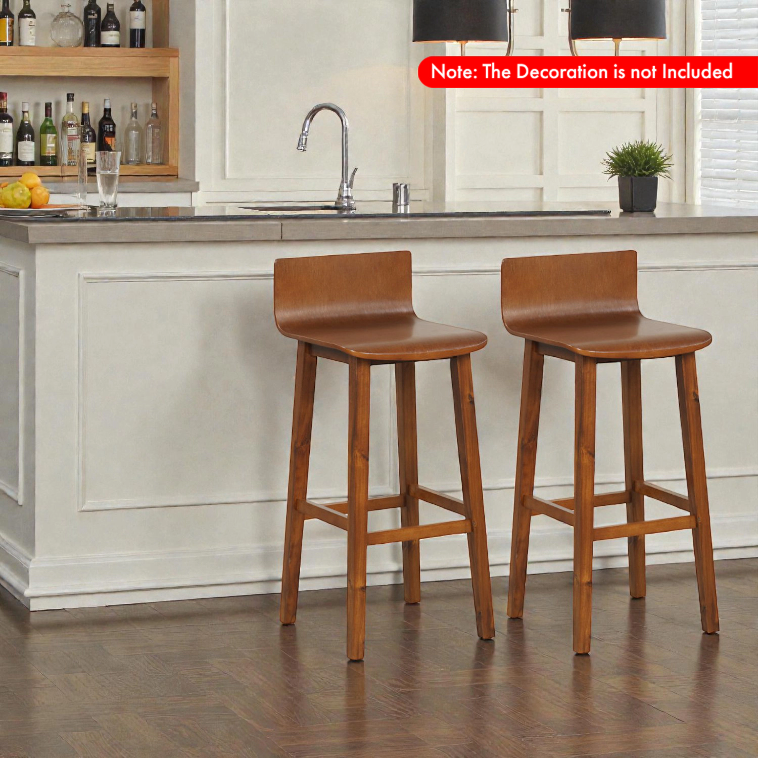 Hivvago 29" Bar Stools with Sturdy Wood Frame and Full Back Support - Set of 2