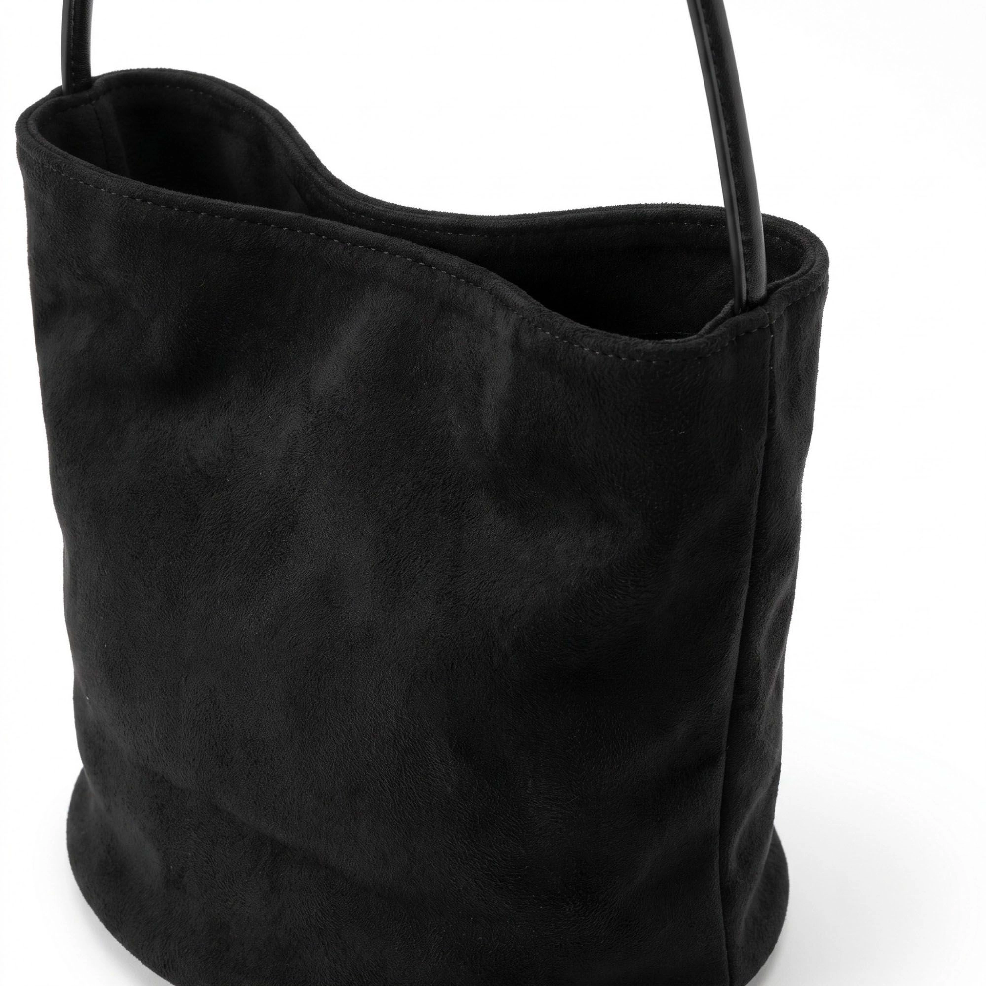 Alilang Women's Suede-Look Bucket Shoulder Bag with Long Strap and Soft Structured Shape 9x7.5x6.5in