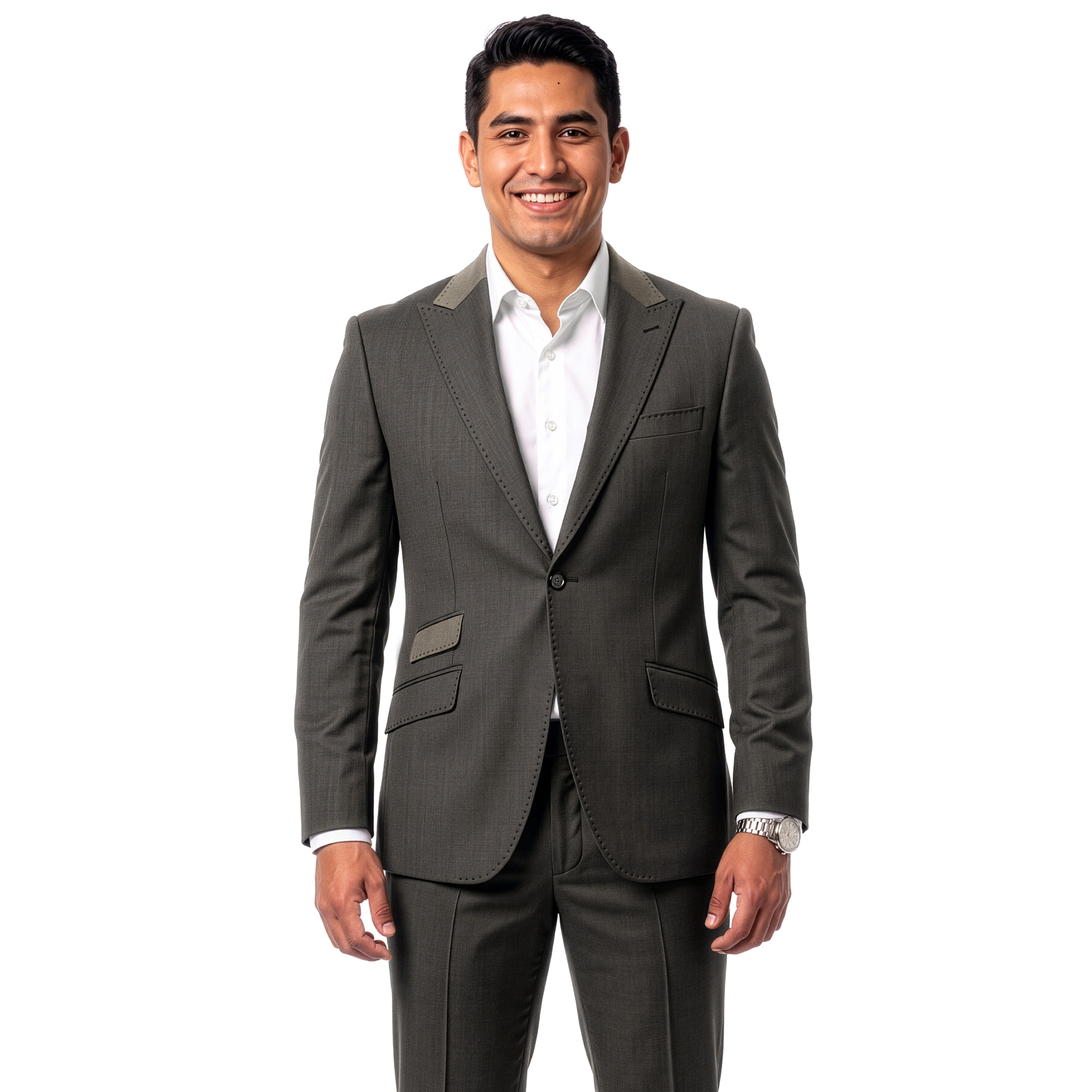 Tazzio Mens Slim Fit Pick Stitch 3 Piece Suit Set with Ticket Pocket