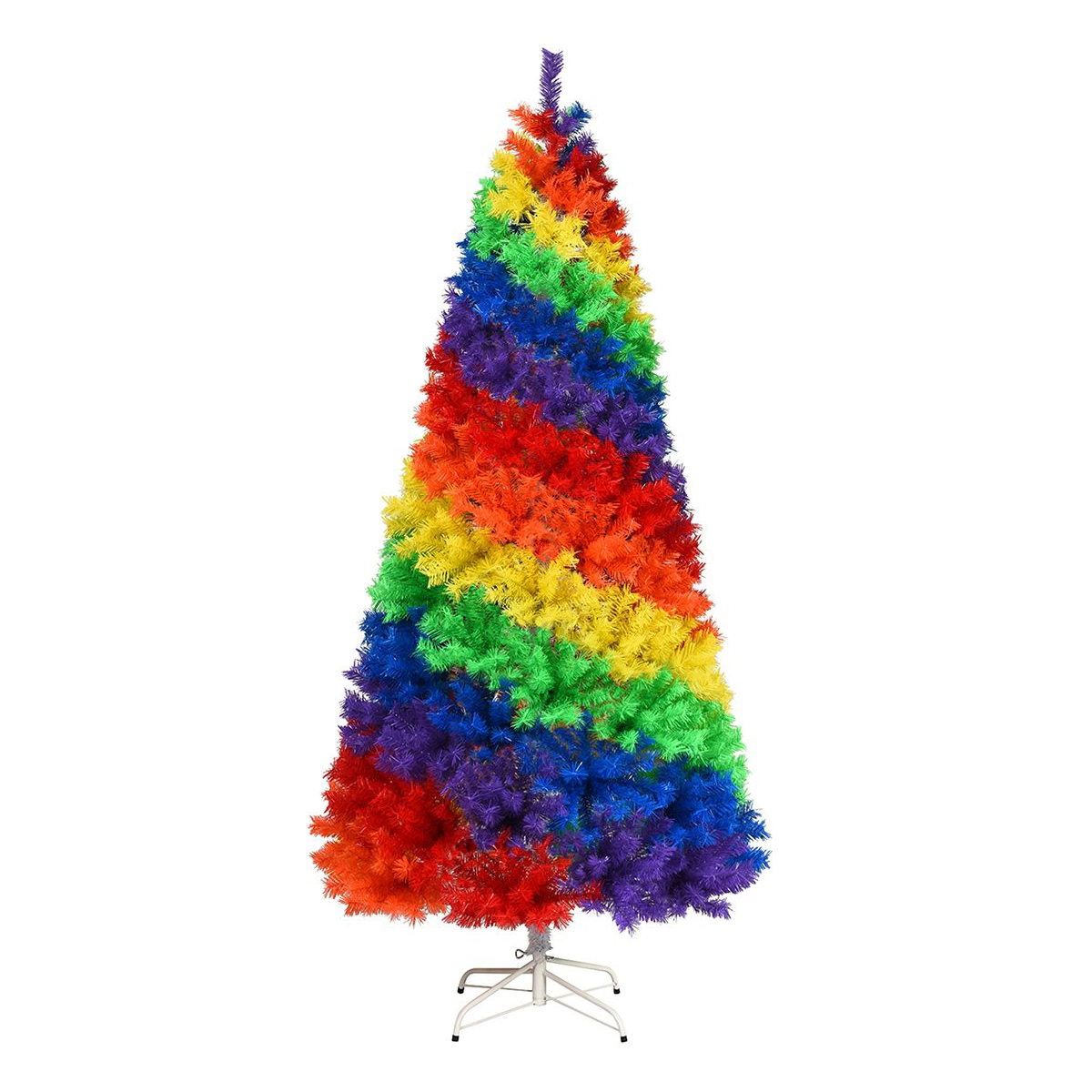 SlickBlue 7 Ft Multicolor Christmas Tree with Hinged Branches and Stand