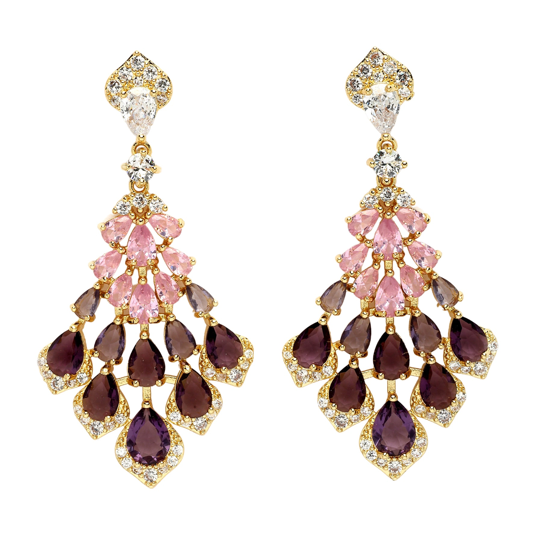 AGP PARIS Womens Diva Peacock Feather Drop Earrings