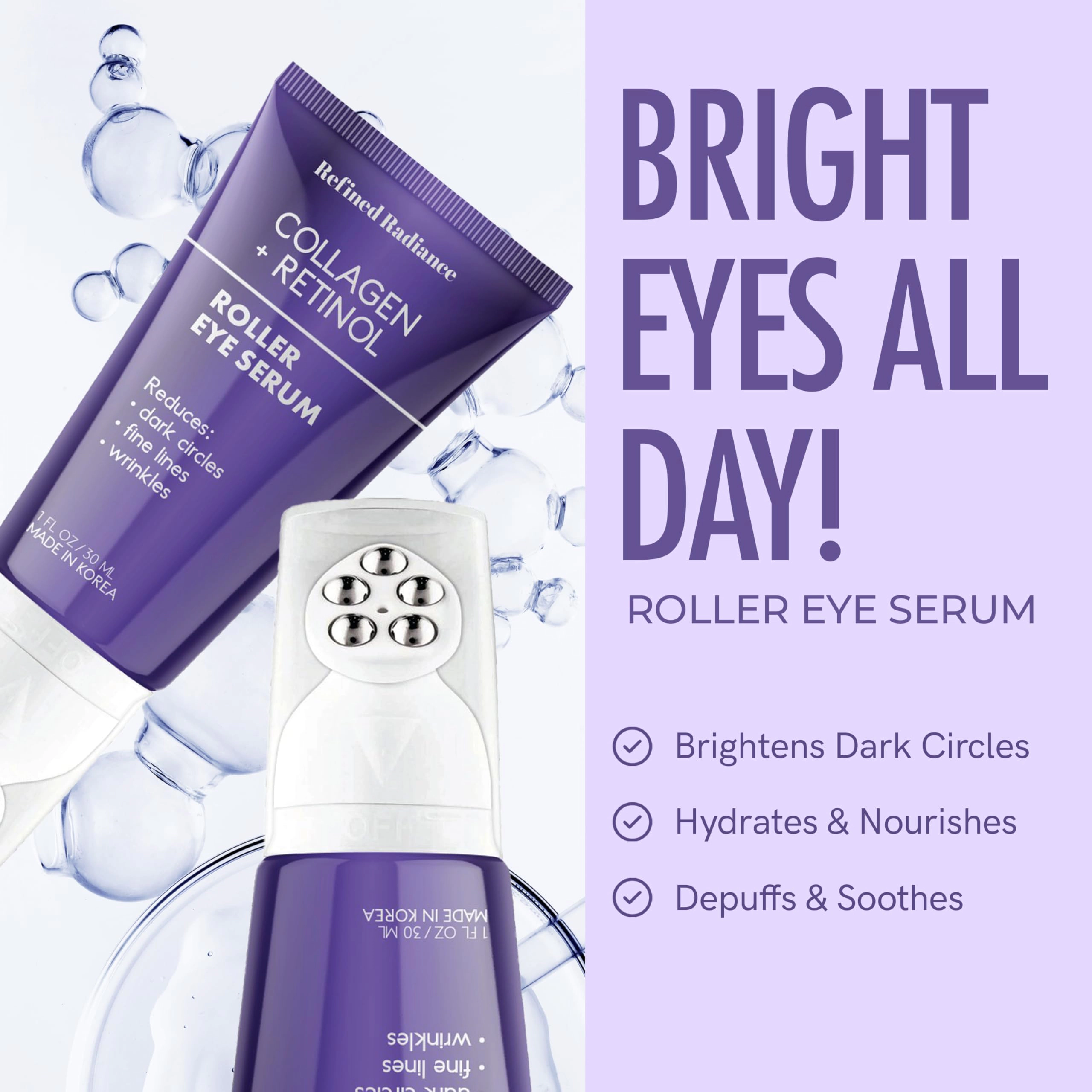 Lovery Collagen + Retinol Korean Eye Roller Serum - Korean Skincare for Anti-Aging Under Eye Treatment