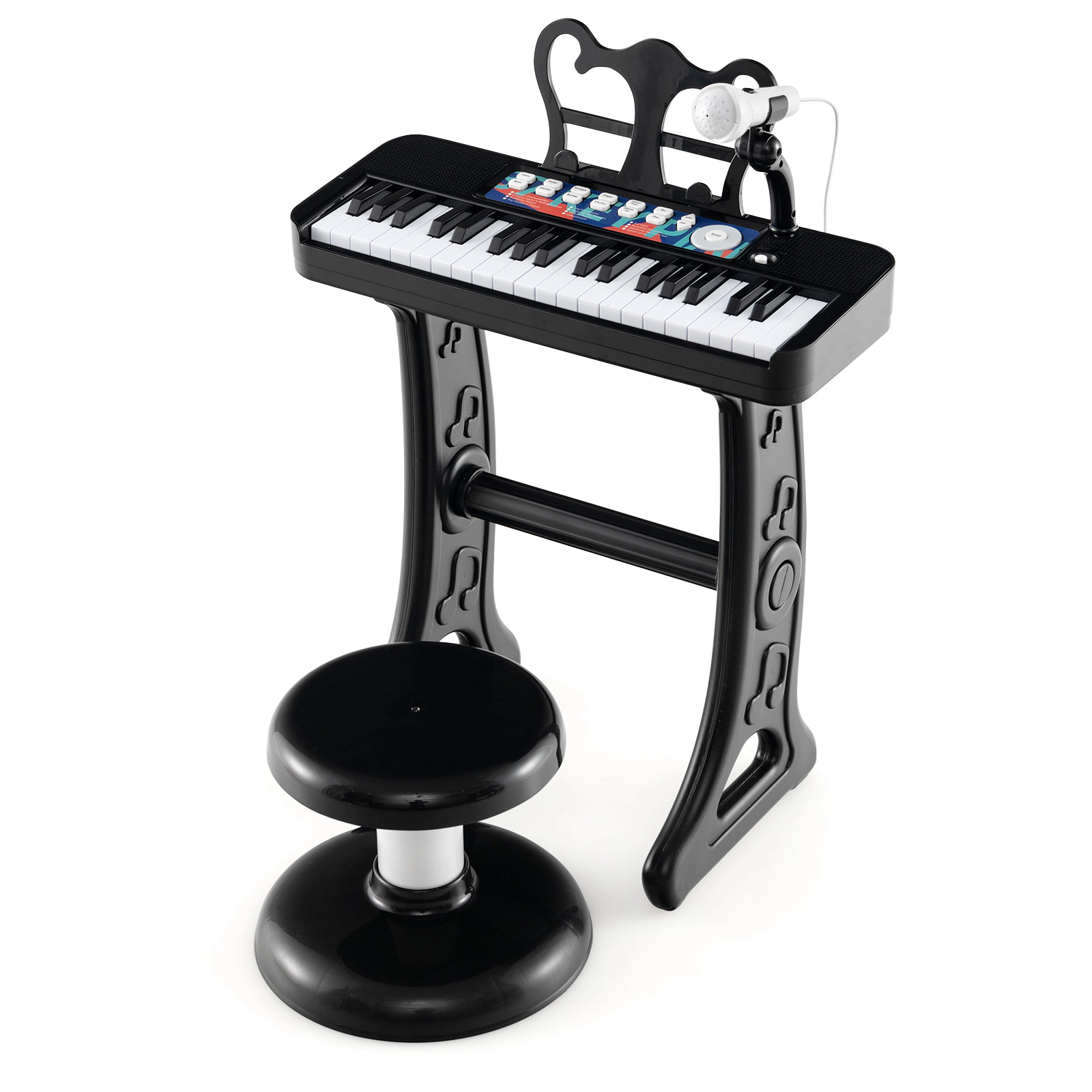 SUGIFT Kids Black 37-Key Toy Piano Keyboard with Detachable Legs and Microphone 16.1-in W 9-in D 17.9-in H Ages 3+