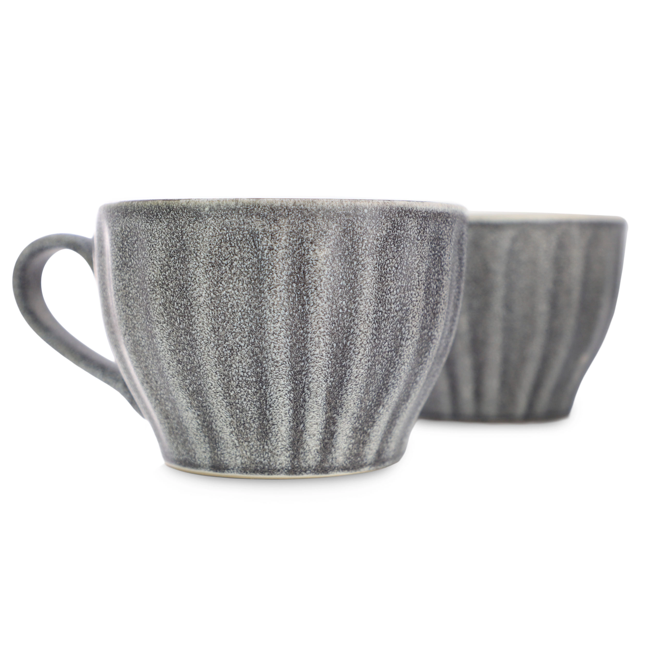 Gibson Homewares Reactive Glaze Stoneware Cups 4-Piece Set in Grey