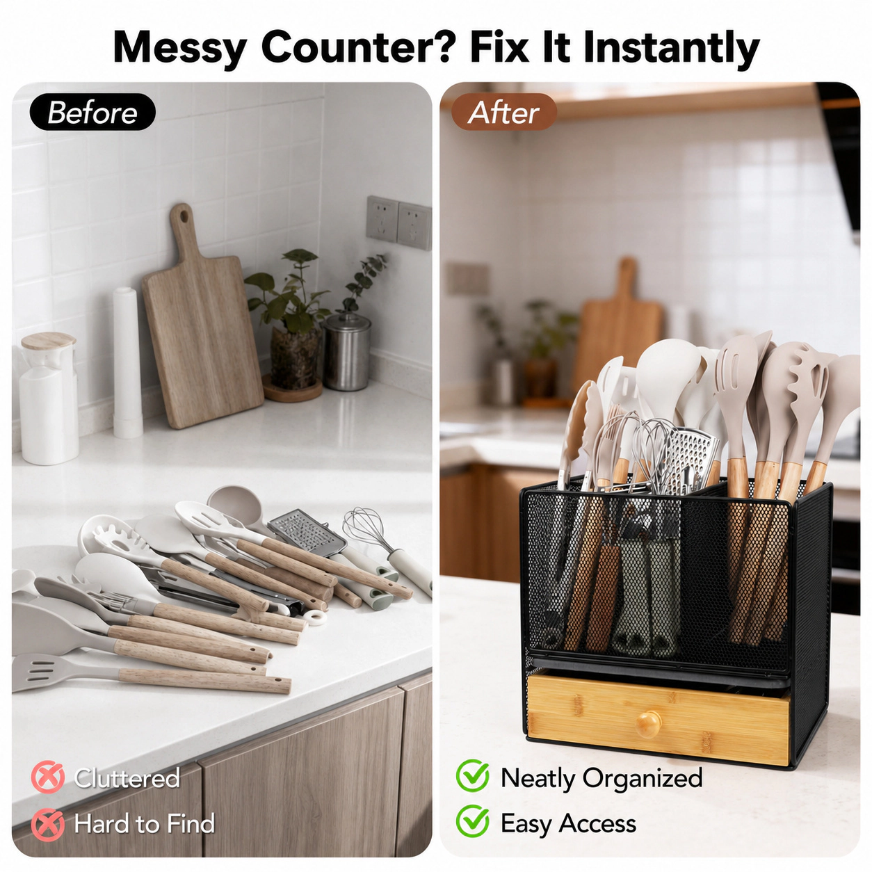 WZK Extra Large With Drying Drawer Kitchen Utensil Holder