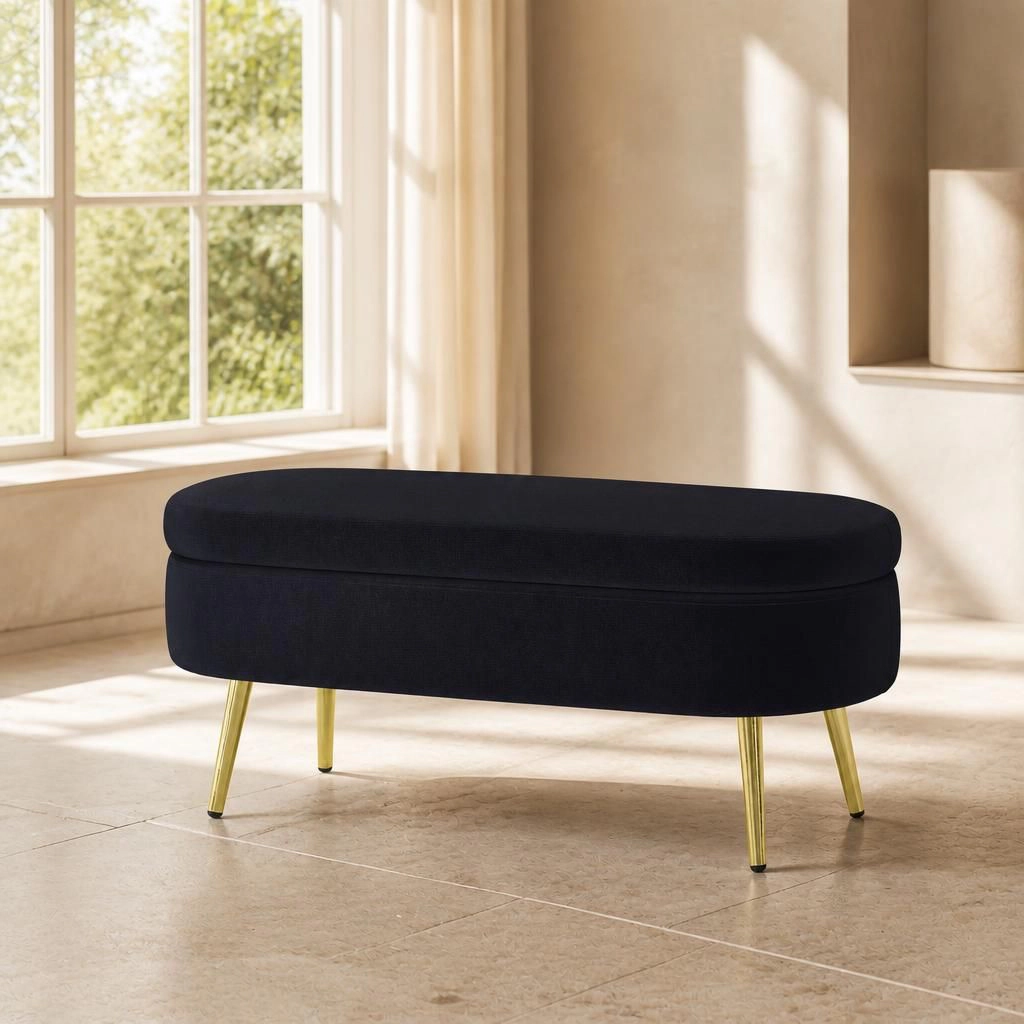 GOODSILO Upholstered Foam Top Storage Bench Extra Seating