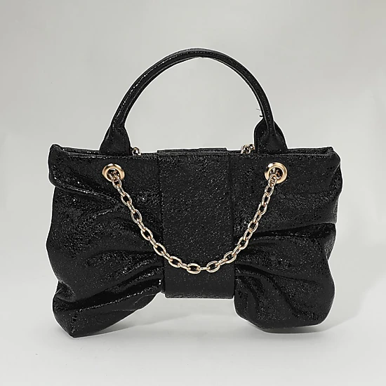 Fashnzfab Sparkly Ruched Bow Accent Shoulder Crossbody Handbag