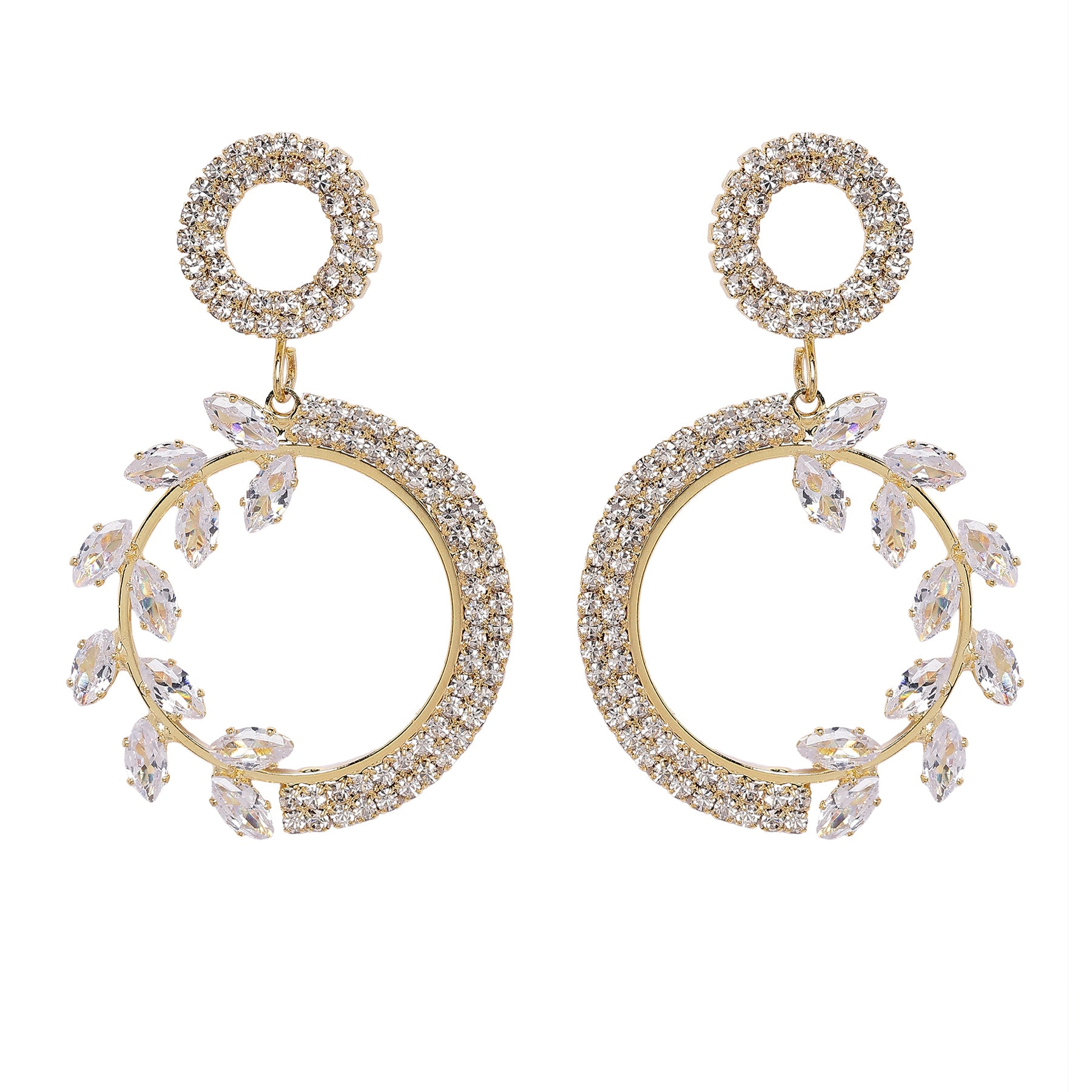 AGP PARIS Womens Elegant Drop Earrings with Floral Accents